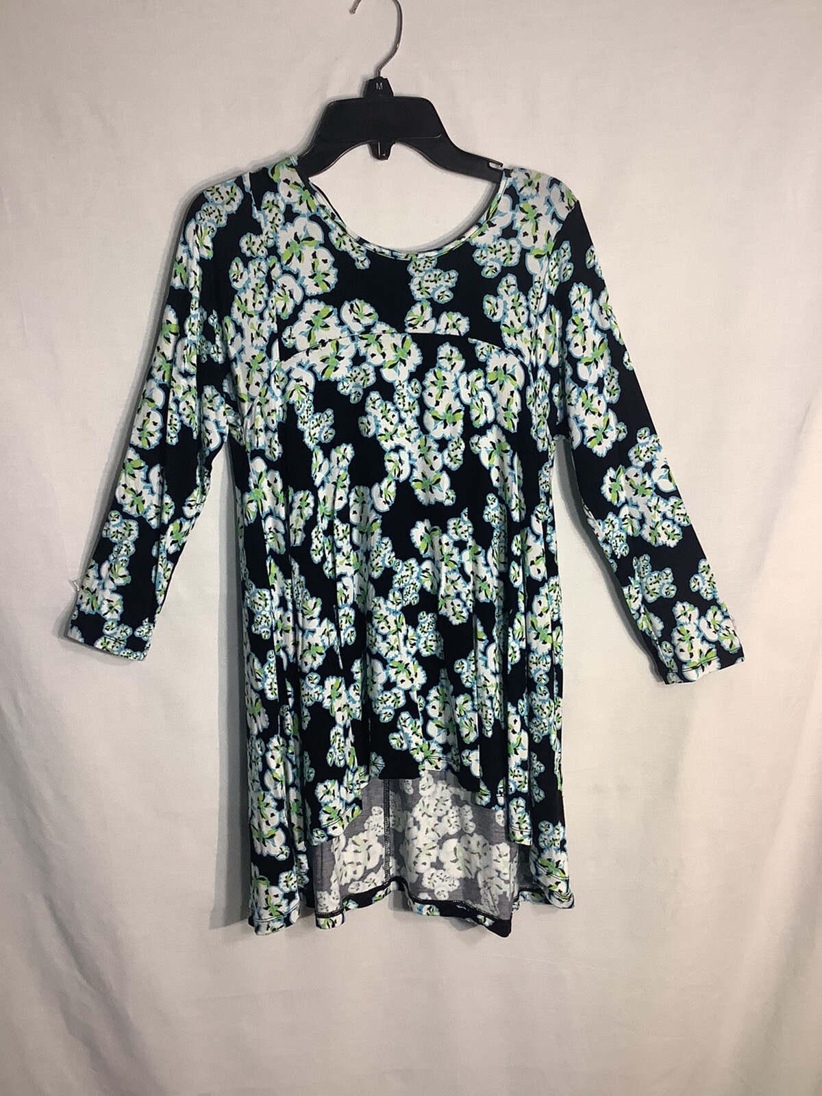 Kaari Blue Floral Black, Green Blue & Ivory Sleeveless Tunic Top – Size XS EUC!