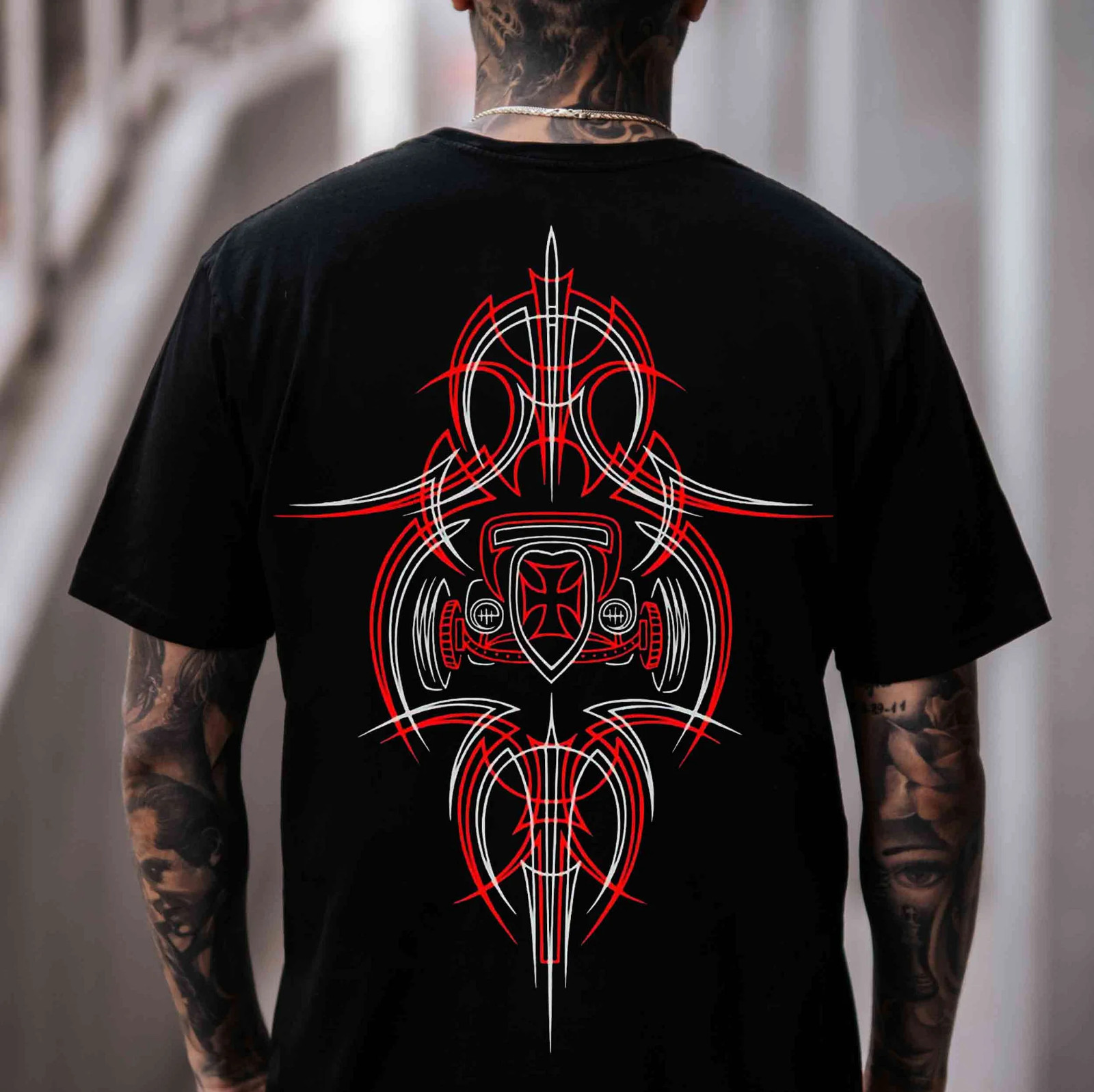 Phantom Pinstripe Classic Car T Shirt Hot Rod Kustom Kulture Mens Graphic Tee