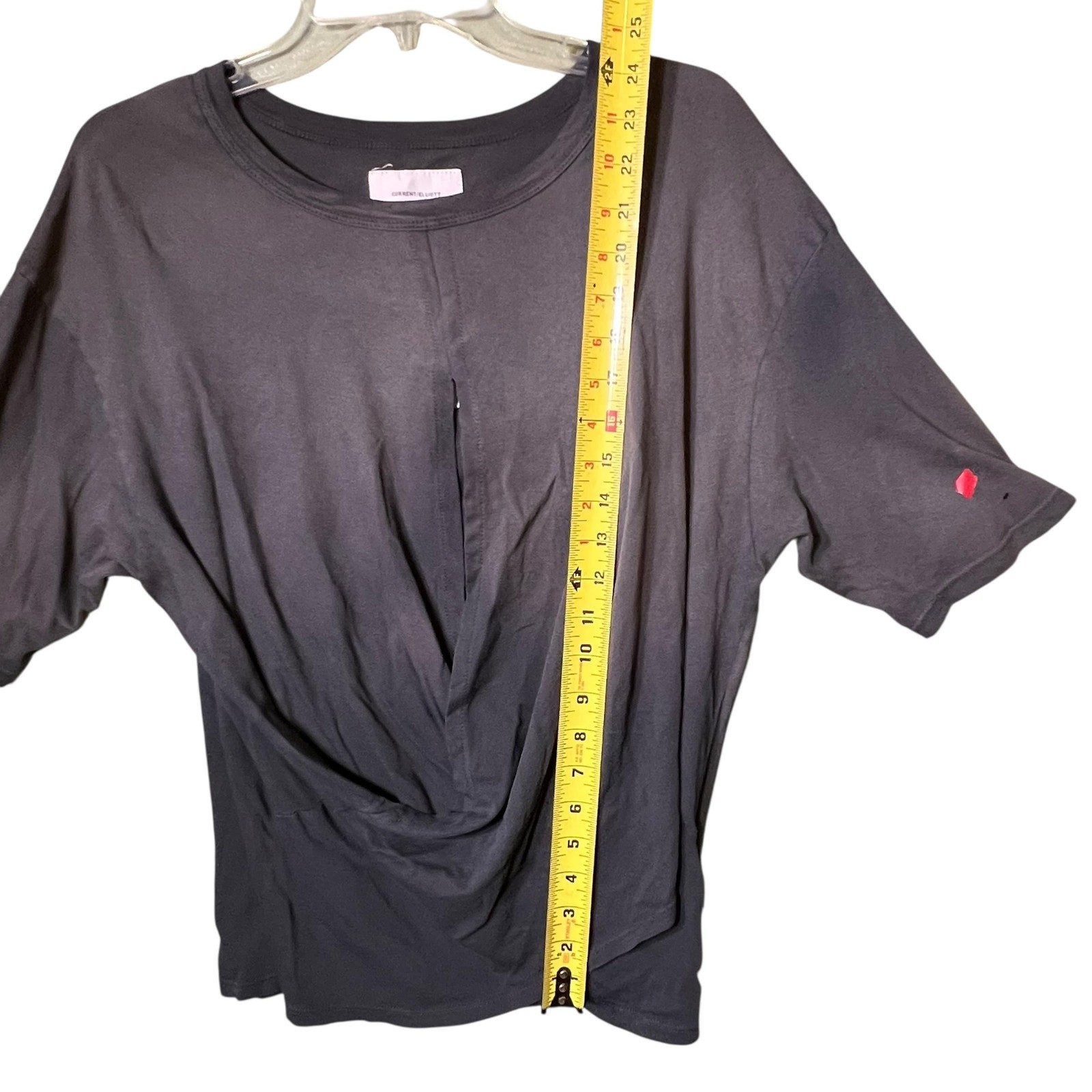 Current/Elliott Shirt Womens 0 Washed Black The Draped Tee Made USA Twist Front