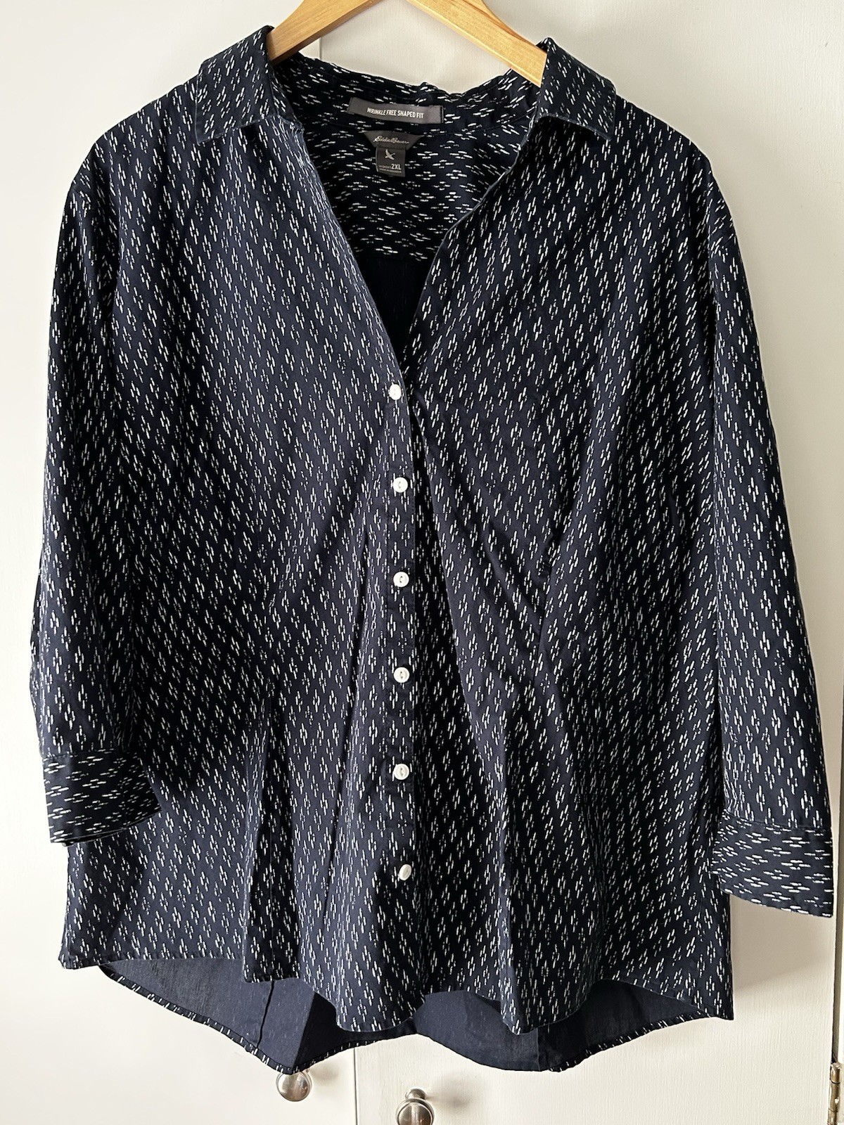 Eddie Bauer Women’s Plus 2x Wrinkle Free Shaped Fit 3/4 Sleeve Button Up Shirt