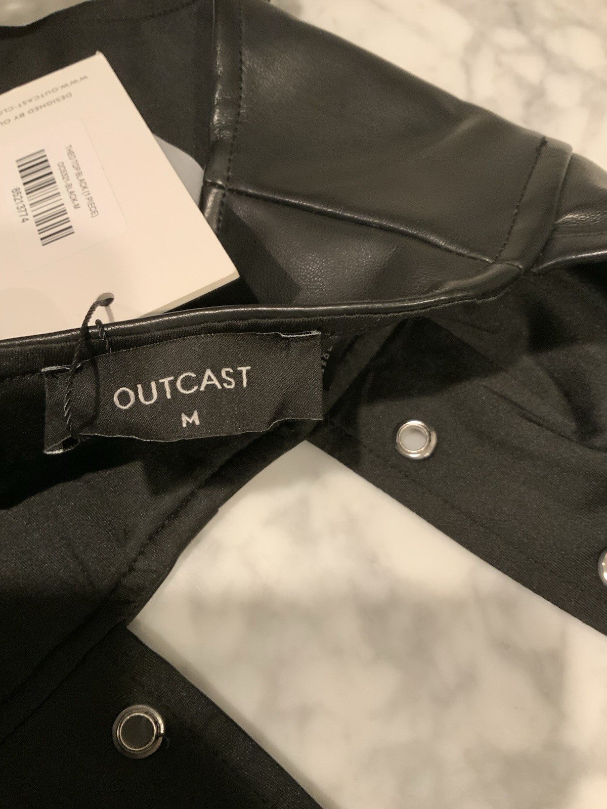 OUTCAST BLACK LEATHER TOP Medium