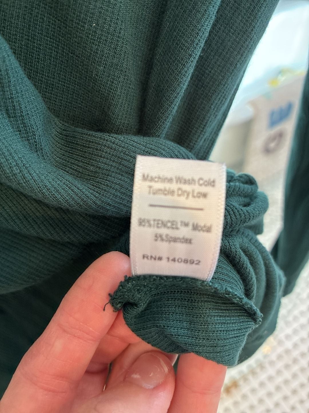 Marine Layer Women’s Long Sleeve V-Neck Ribbed T-Shirt in Dark Green