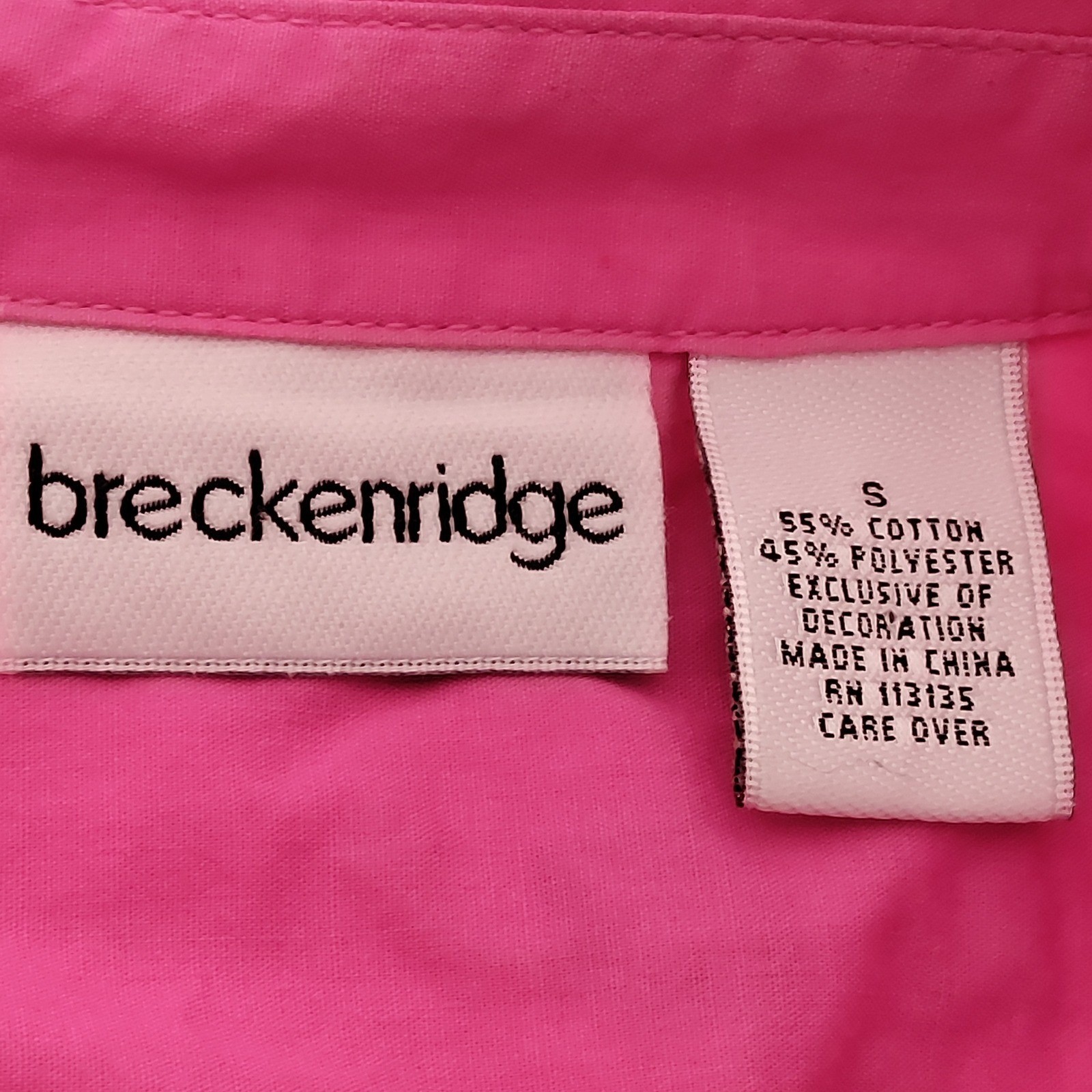 Breckenridge Womens Pink Embroidered Garden Snail Frog Butterfly Shirt Small