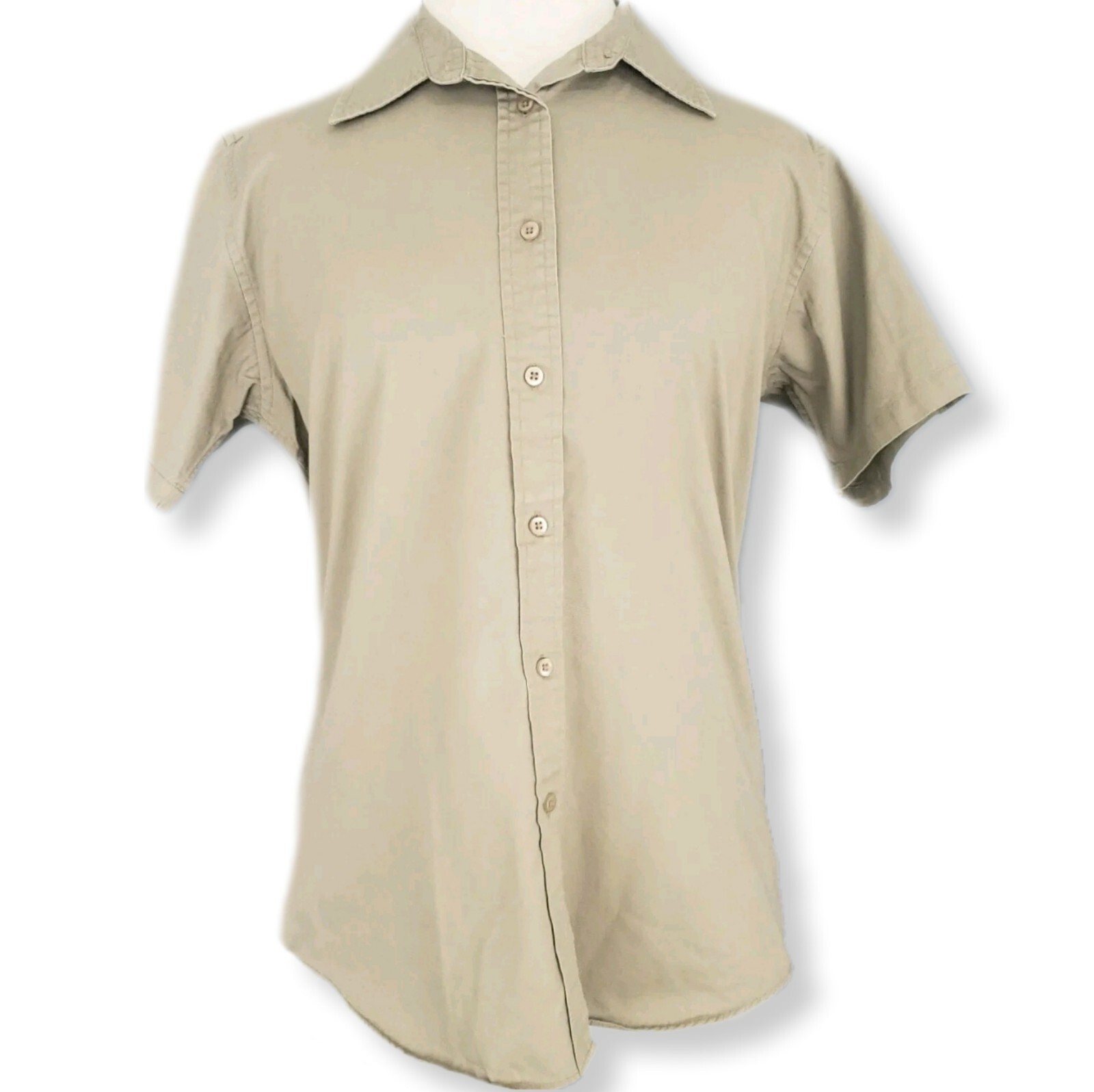 Port Authority Womens M Shirts Khaki Short Sleeve Button Front Workwear Uniform