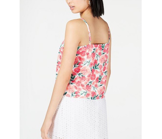 Maison Jules Womens XS Orange White Citrus Splash Button Down Camisole Top NWT