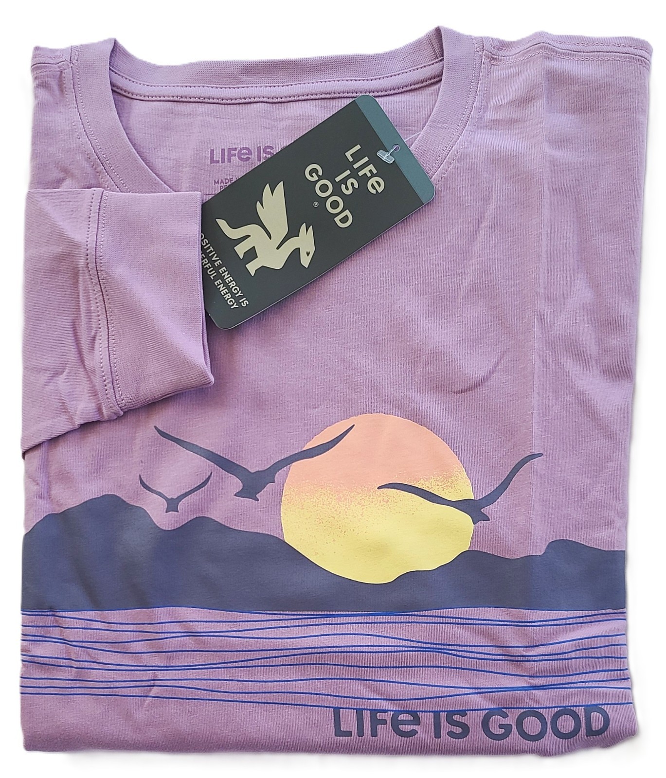 Life Is Good LS Shirt Crusher Boxy Tee SUNSET LANDSCAPE Ocean 52in Womens XL