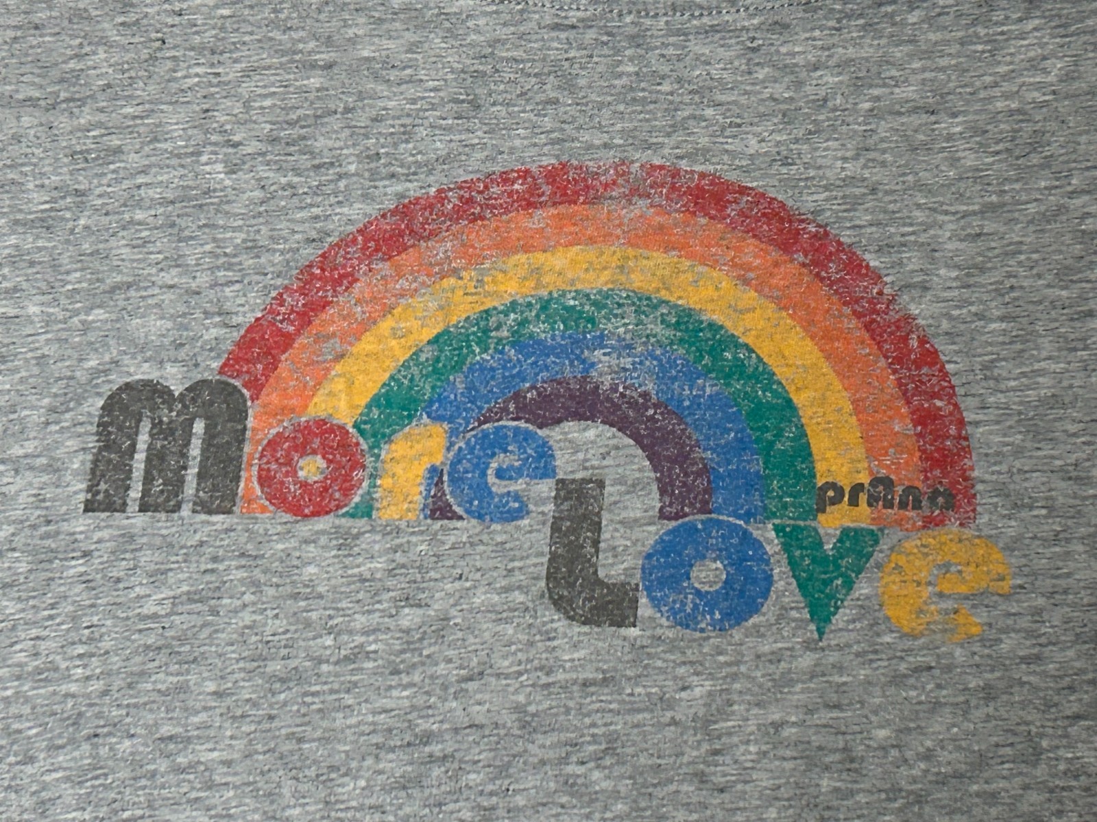 prAna Womens Organic Cotton Graphic Tee More Love Rainbow Grey Crop Top Size S
