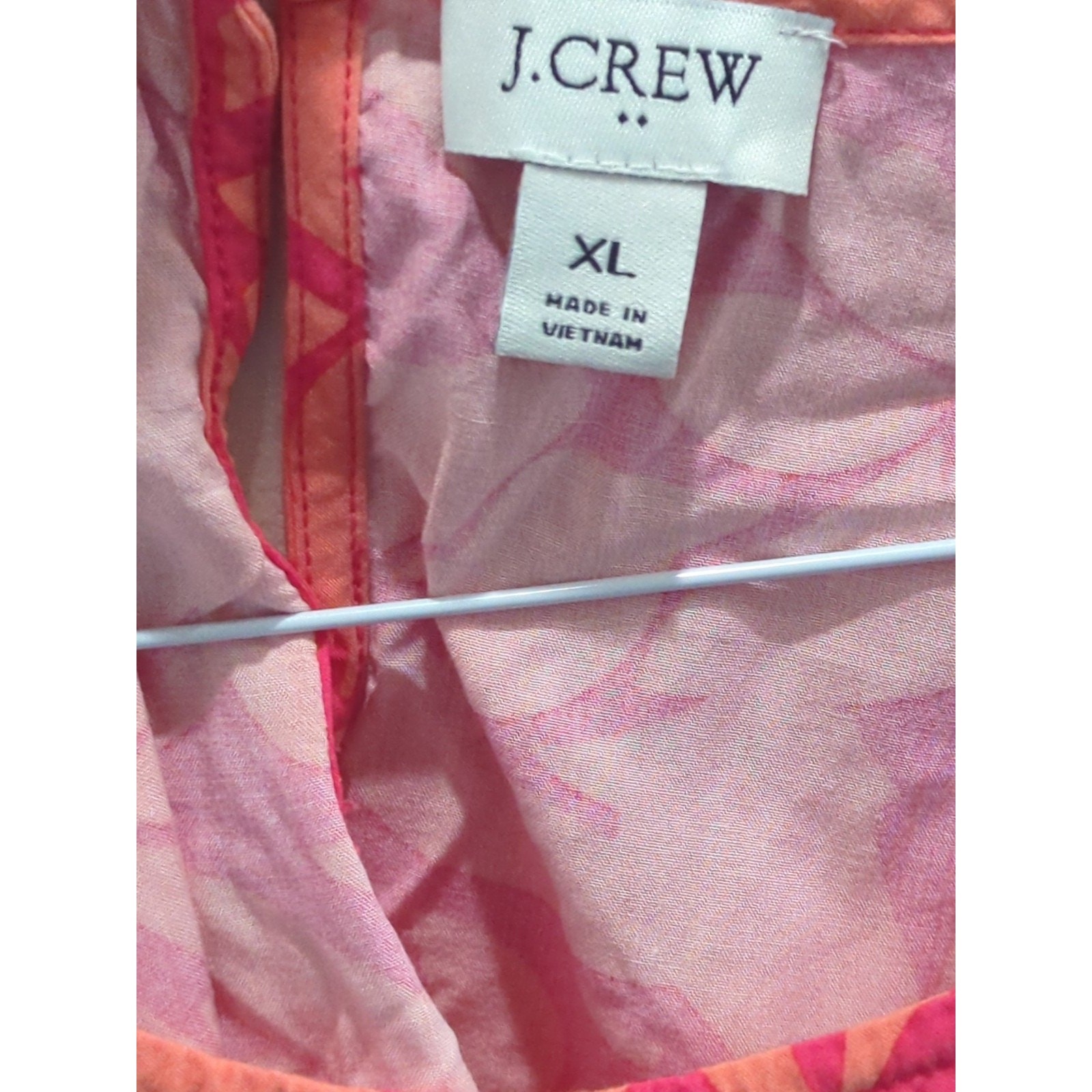 J. Crew Floral Smocked Tanktop Tie Shoulder Orange/Pink – Size XL