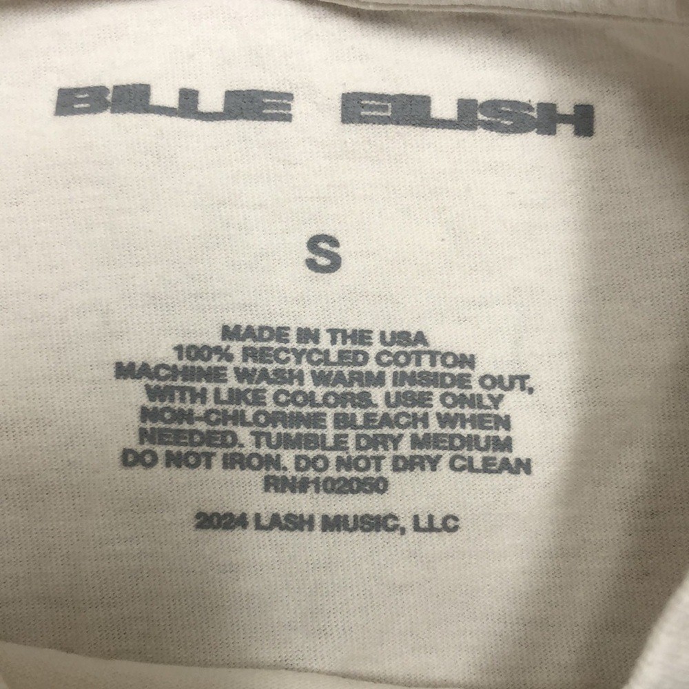 Billie Eilish T Shirt S White Hit Me Hard And Soft Merch NEW *hole