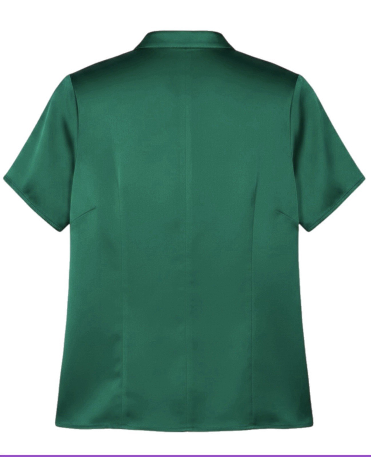 Worthington Green Satin Solid Collared Button-Up Short Sleeve Blouse Women’s M