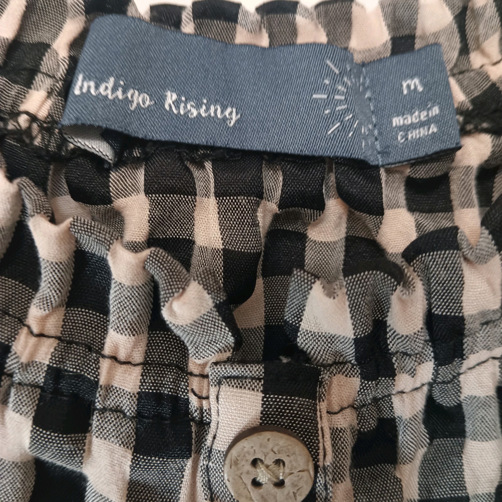 Índigo Rising Midnight Gingham Off Shoulder M Crop Top