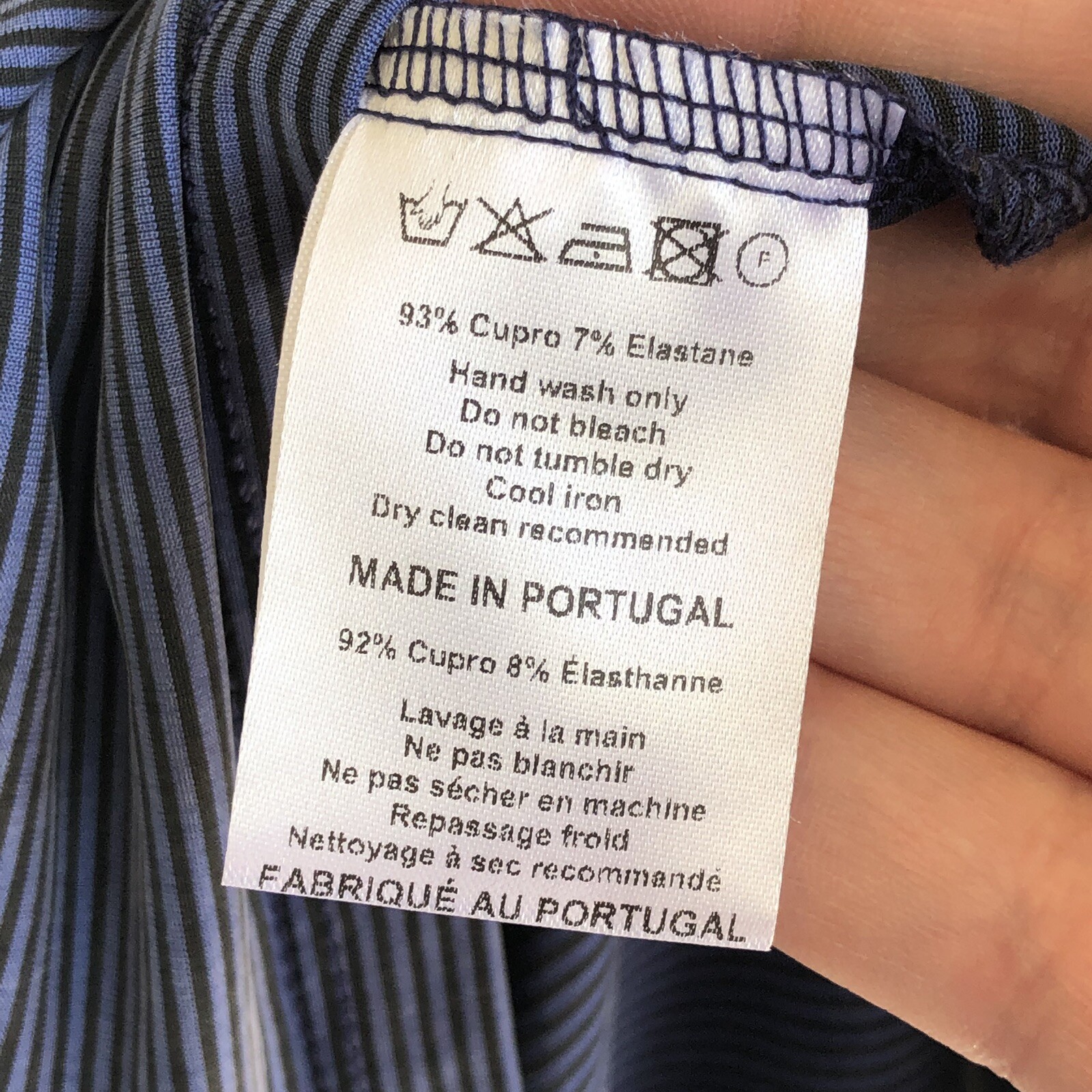 Anthropologie Seen Worn Kept Women’s Blue Striped Blouse Cupro Silk Stretch US 8