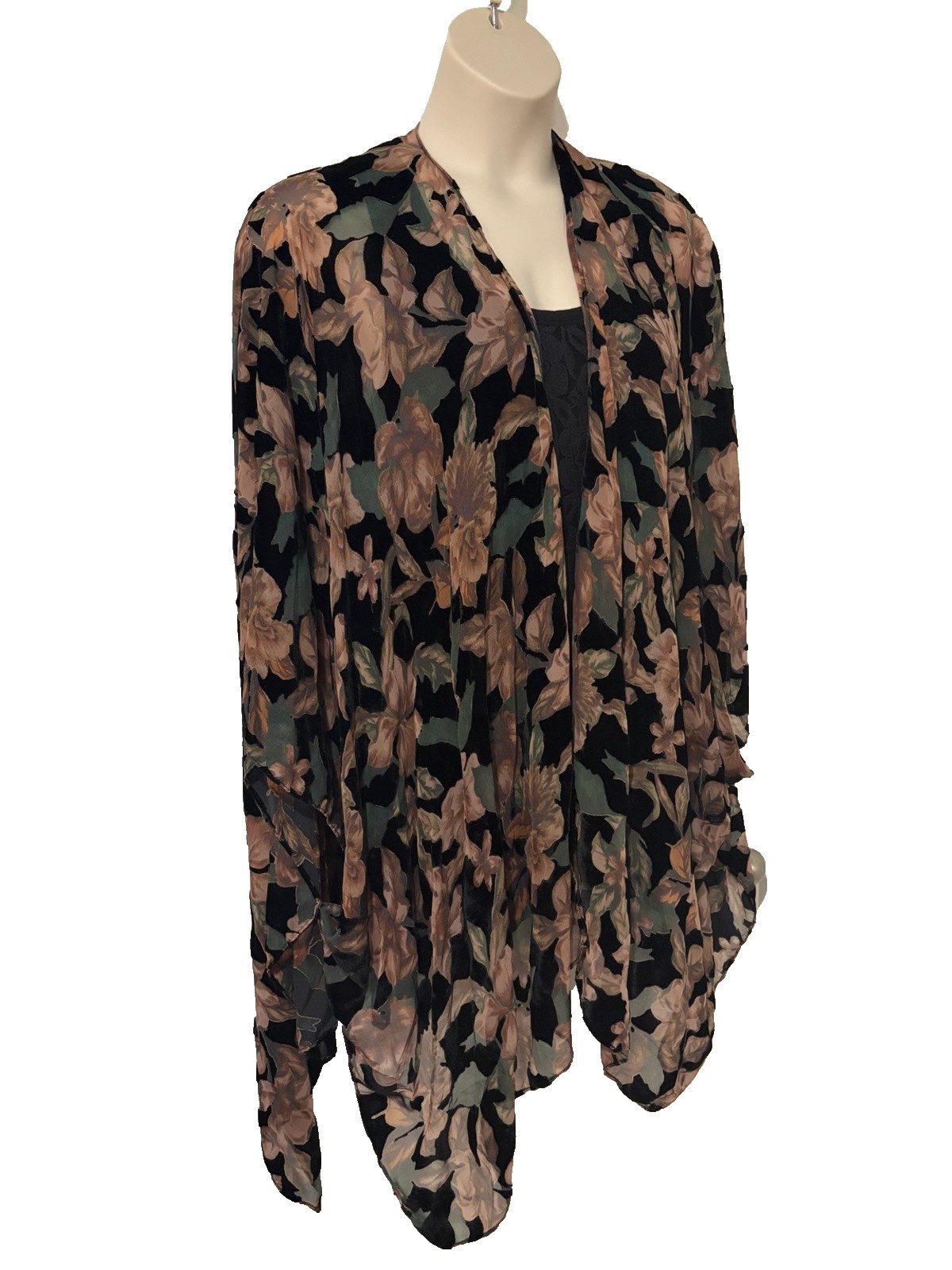 TORRID Burnout Velvet Black Floral Kimono~OS~ L-3XL~ Dark Fairy Boho Whimsigoth