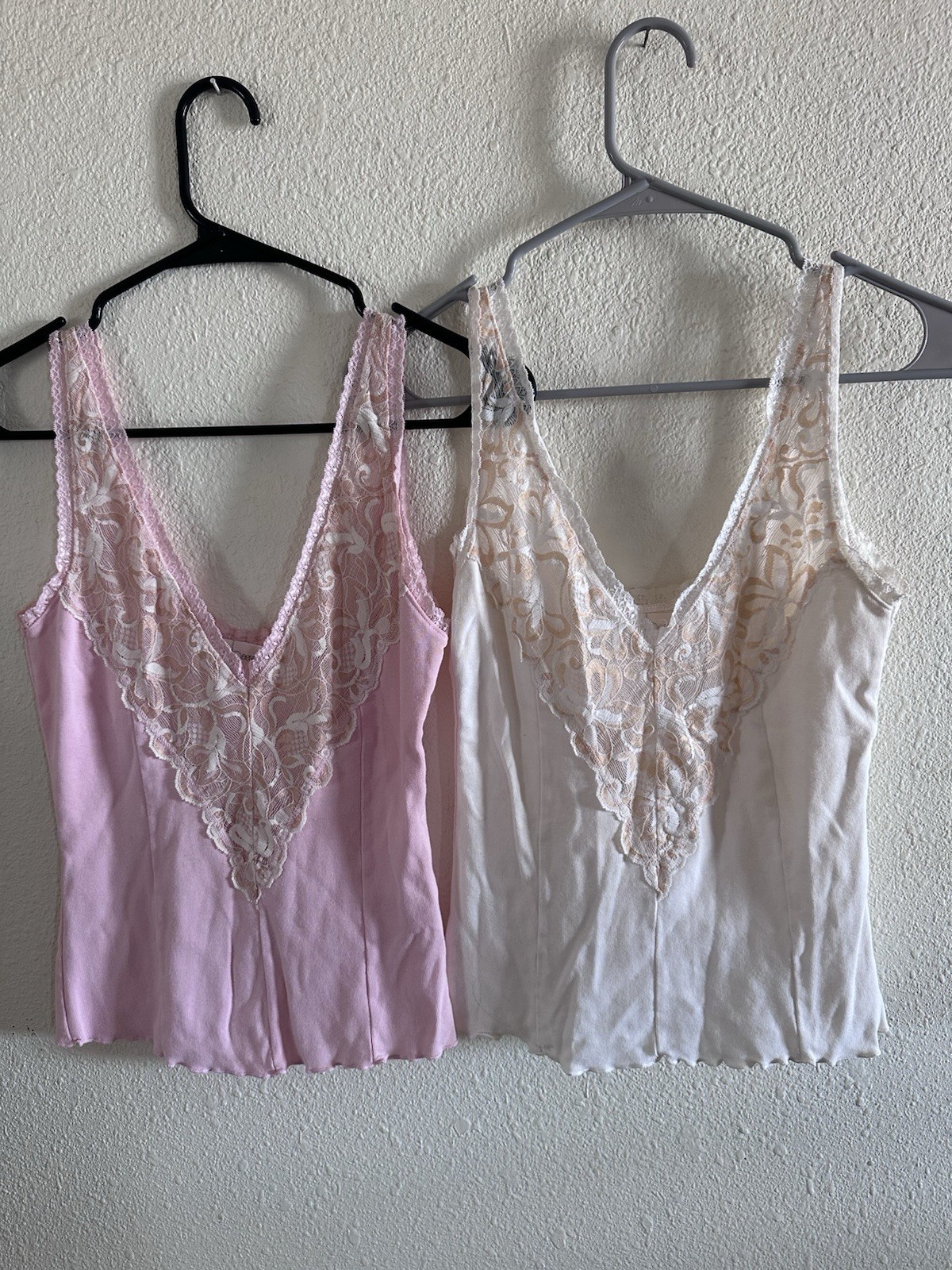 Rebecca Beeson A Lot Of 2 Lacey Tank Tops Size 2 Soft Pink & Ivory, Coquette