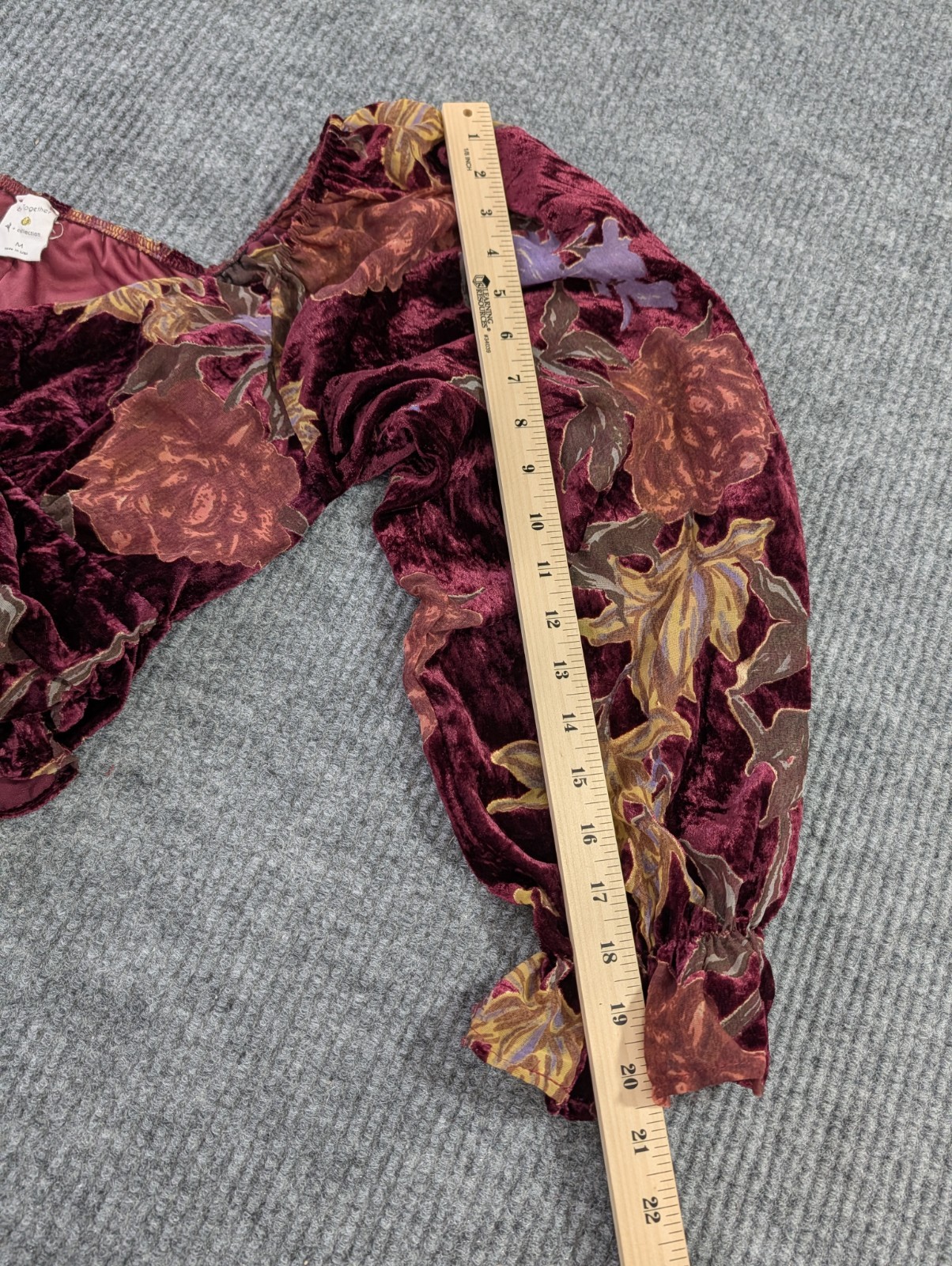 By Together Babydoll Crop Top Women M Burgundy Velvet Burnout Fairy Whimsigoth