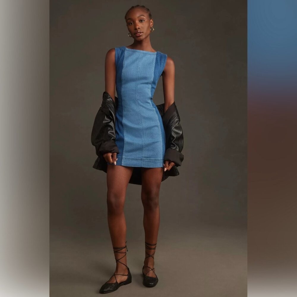 NWT Pilcro The Kendall Sleeveless Mini Dress Denim Edition Anthropologie Size 0