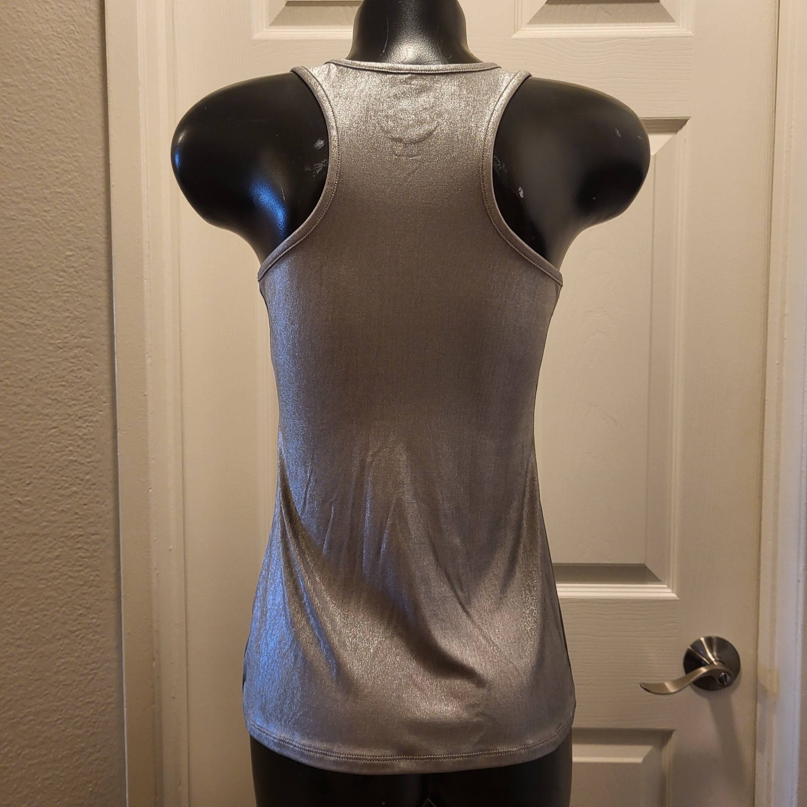 INC International Concepts Silver Metallic Sleeveless Top 95% Polyester Size S