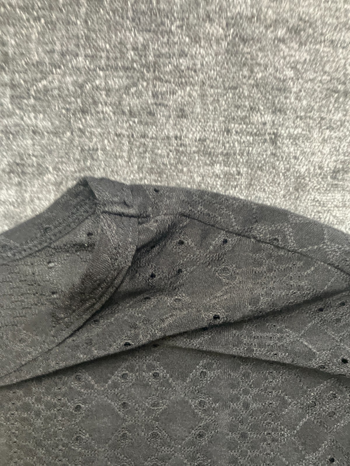 Xieerduo Blouse Top Women XL Black Geometric Eyelet Round Neck Casual Cap Sleeve