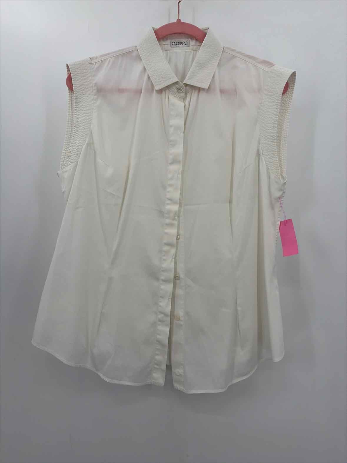Pre-Owned Brunello Cucinelli White Size XL Button Down Tank Top