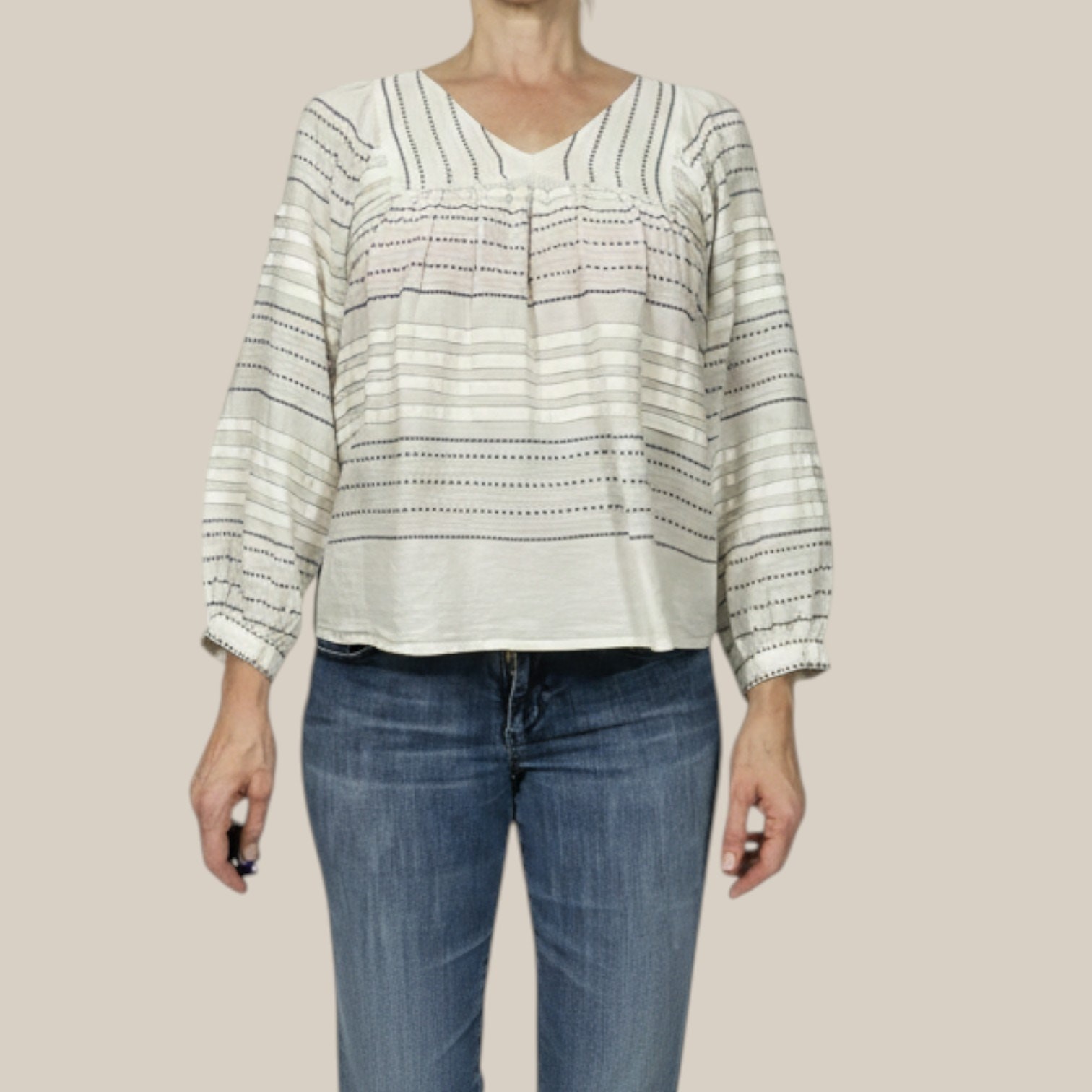 Velvet Graham Spencer Piper Paros Embroidered Peasant Blouse Tunic Cotton Small