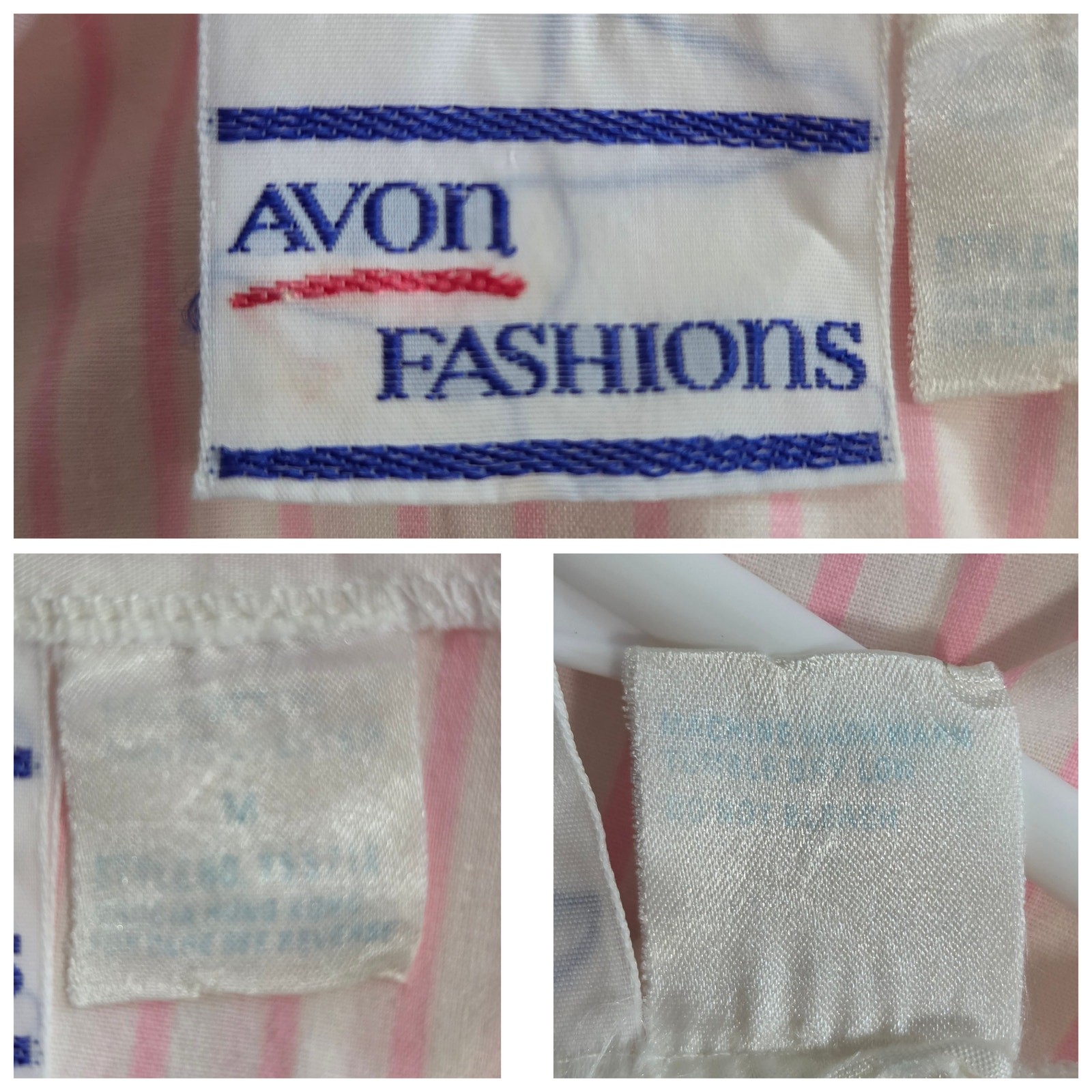 Vintage Avon Fashions Tunic Top Womens M Pink Striped Casual Summer Coastal