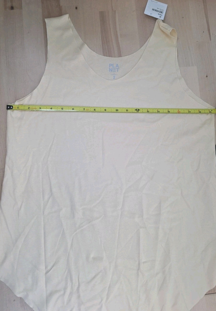 PLANET By Lauren G Scoop Neck SHIRTTAIL Tank Top Pale Yellow Size 2 US 10/14 NWT