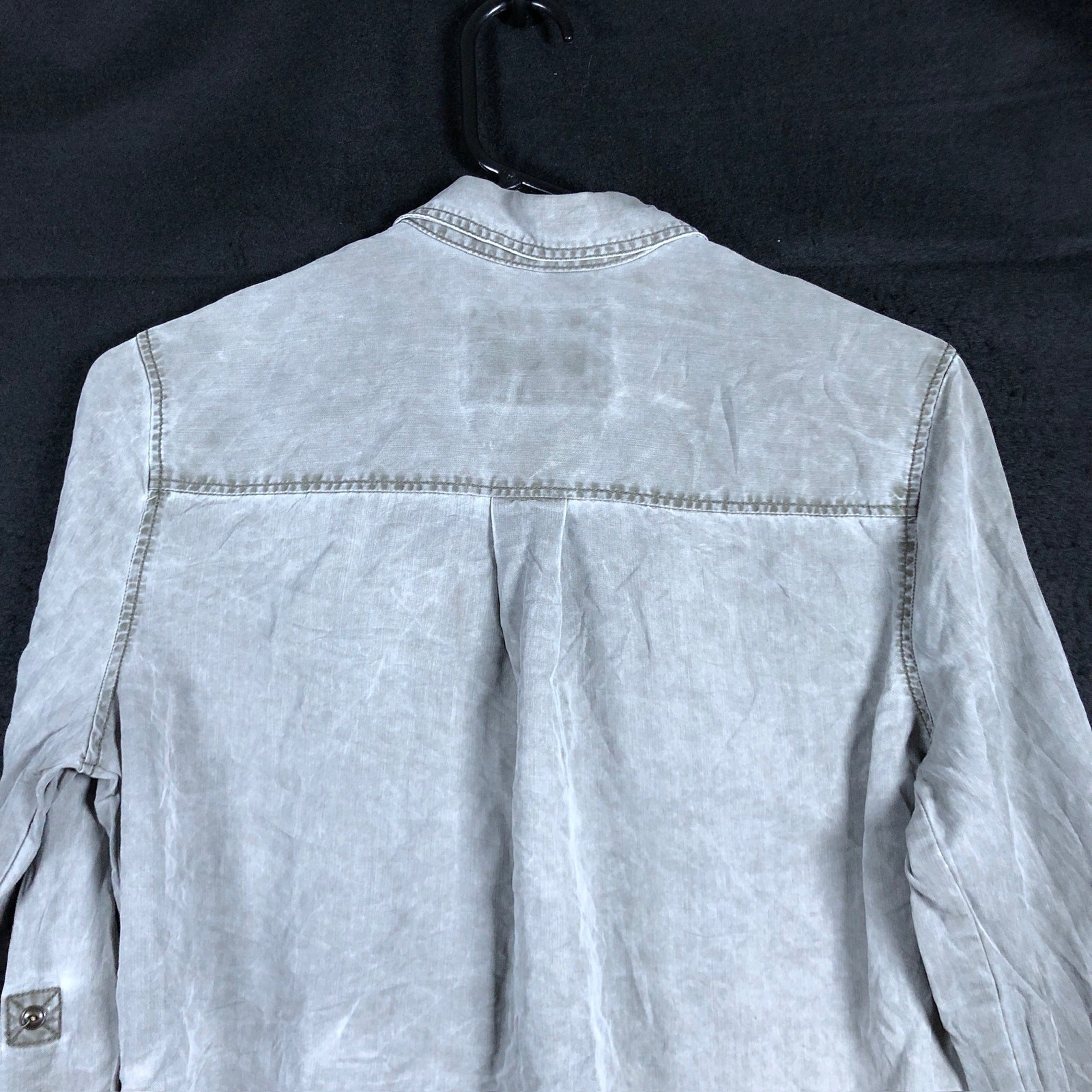 Express Womens Shirt Sage Green Boyfriend Button Down Roll Tab Sleeve Small