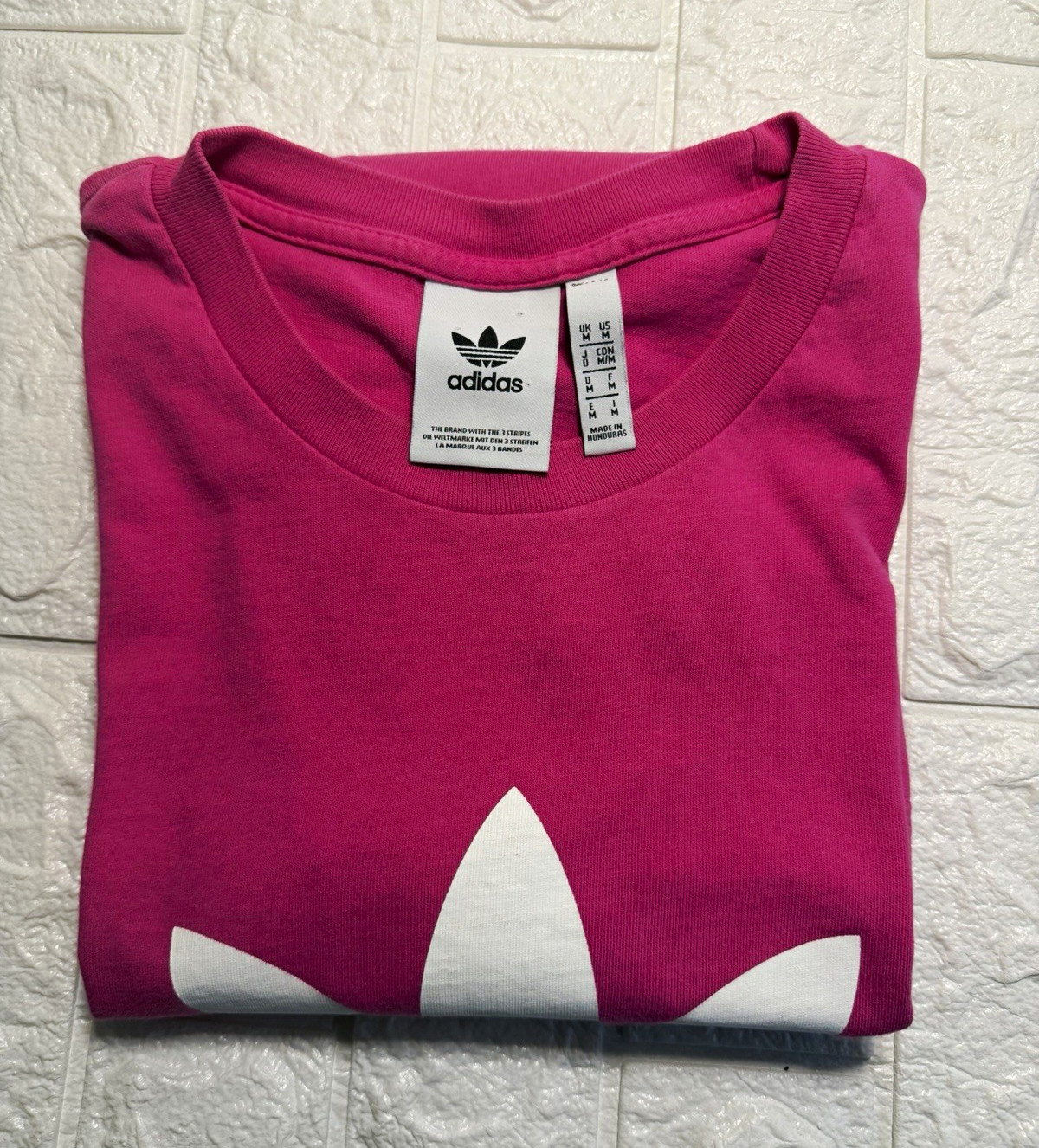 adidas Originals Pink Trefoil Logo Graphic Cotton Jersey Crew Tee Men’s M