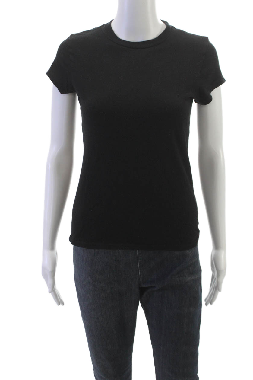Perfect White Tee Womens Black Basic T-Shirt Crew Neck Short Sleeve Size S