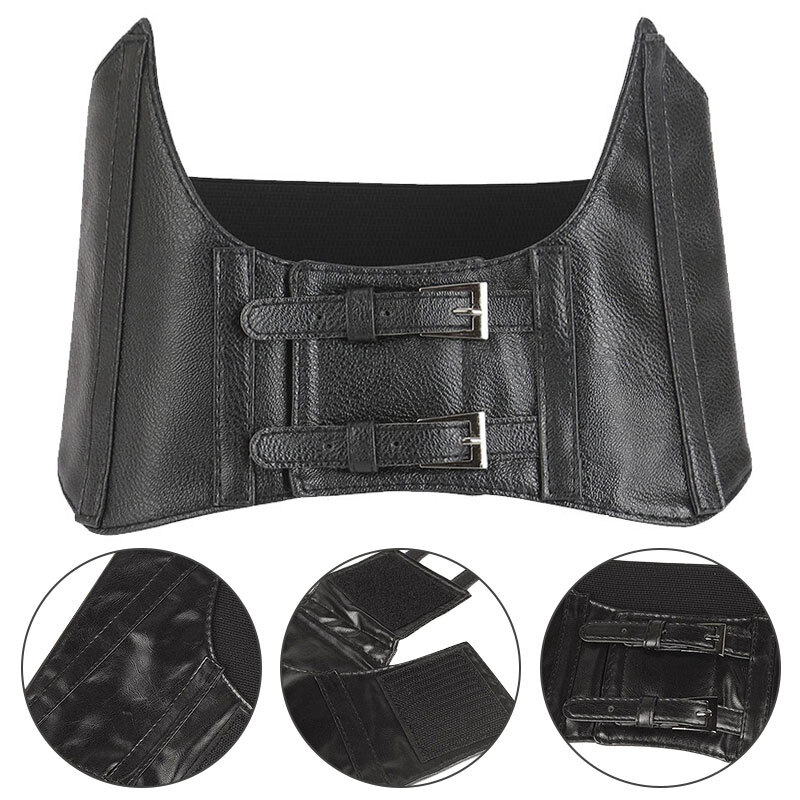 Womens Underbust Corset Girdle Medieval Closure PU Leather Elastic Waist Belt