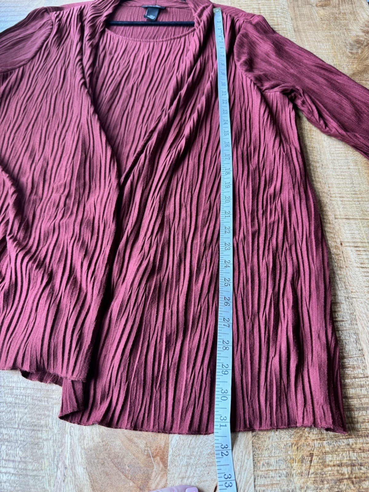 Any Wear by Catherines Red Blouse Attached Cardigan Crinkle Textured 2X