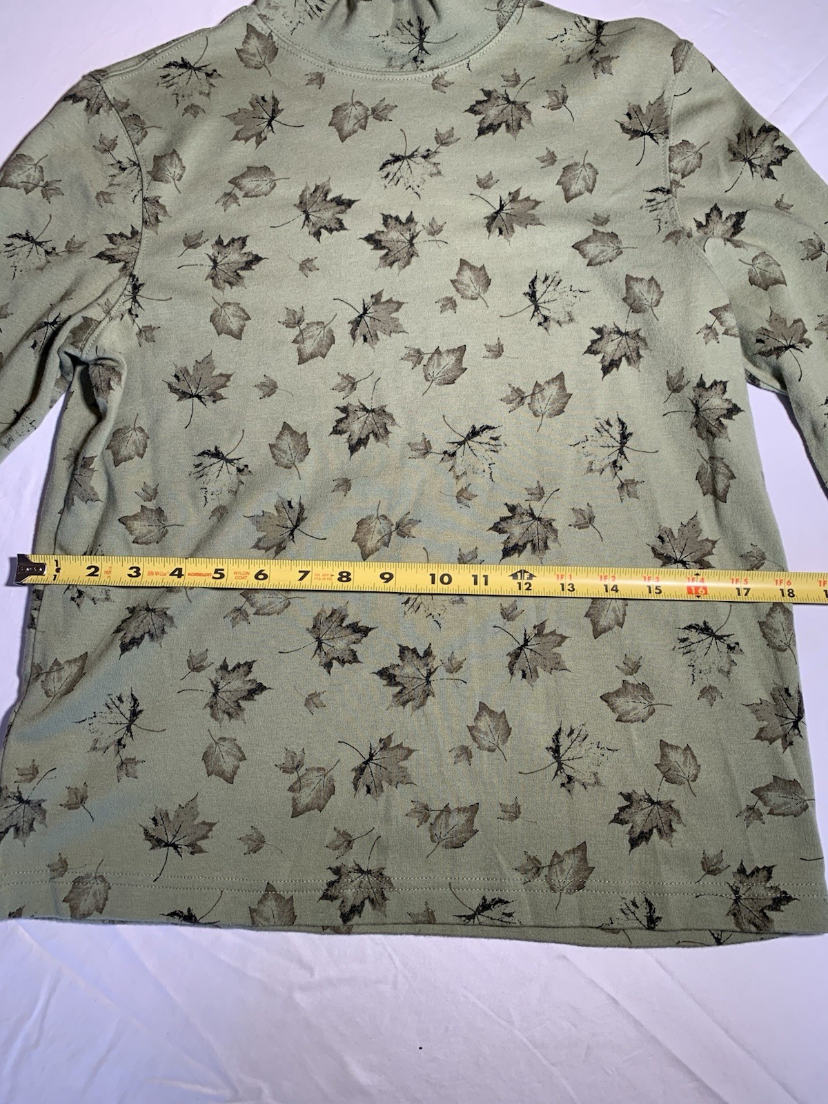Vintage Style Fall Leaf Turtle Neck Granny Core Whimsical Naturalist Long Sleeve