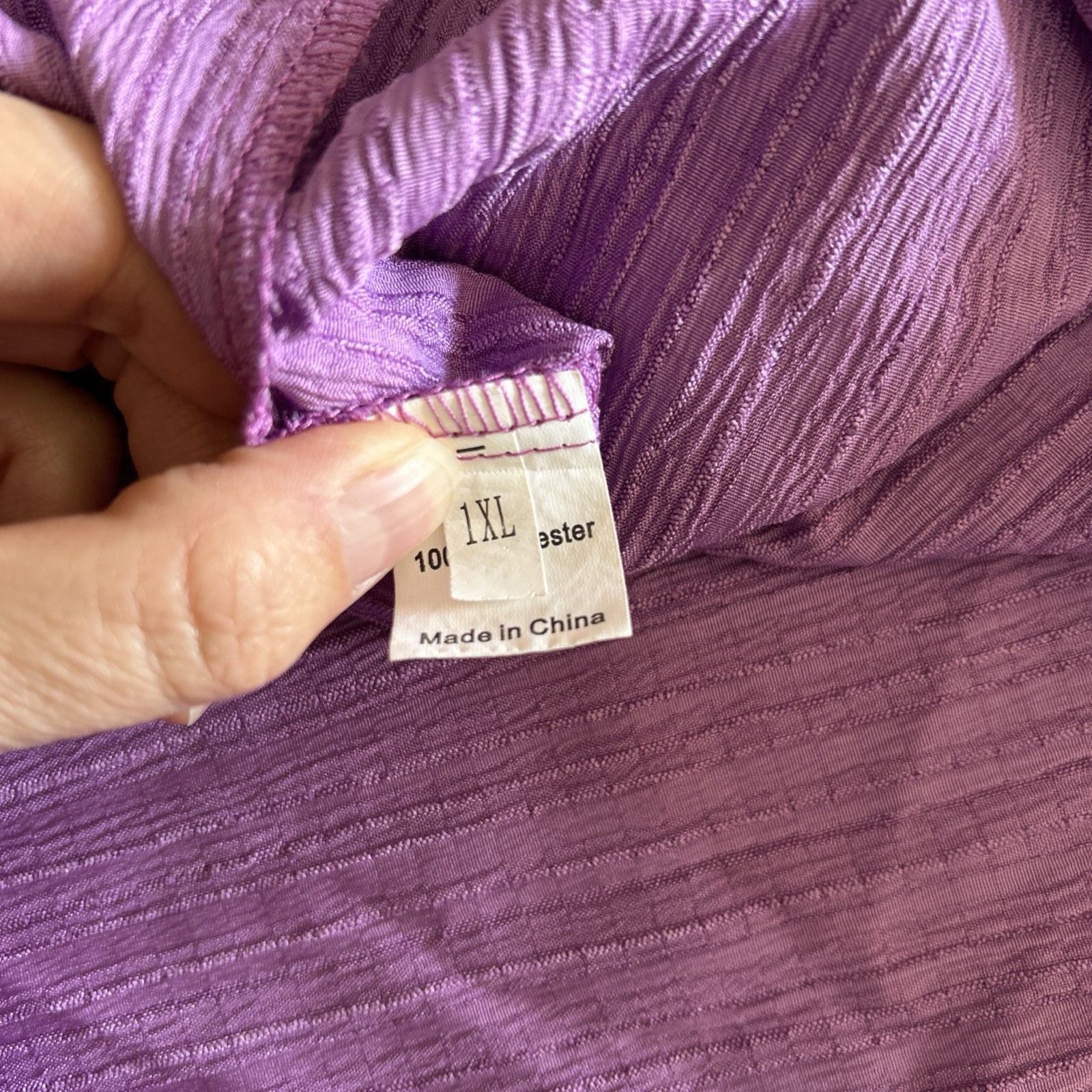 Women’s Plus Size Tunic Top Oversized Purple Lavender Textured Lightweight 1XL