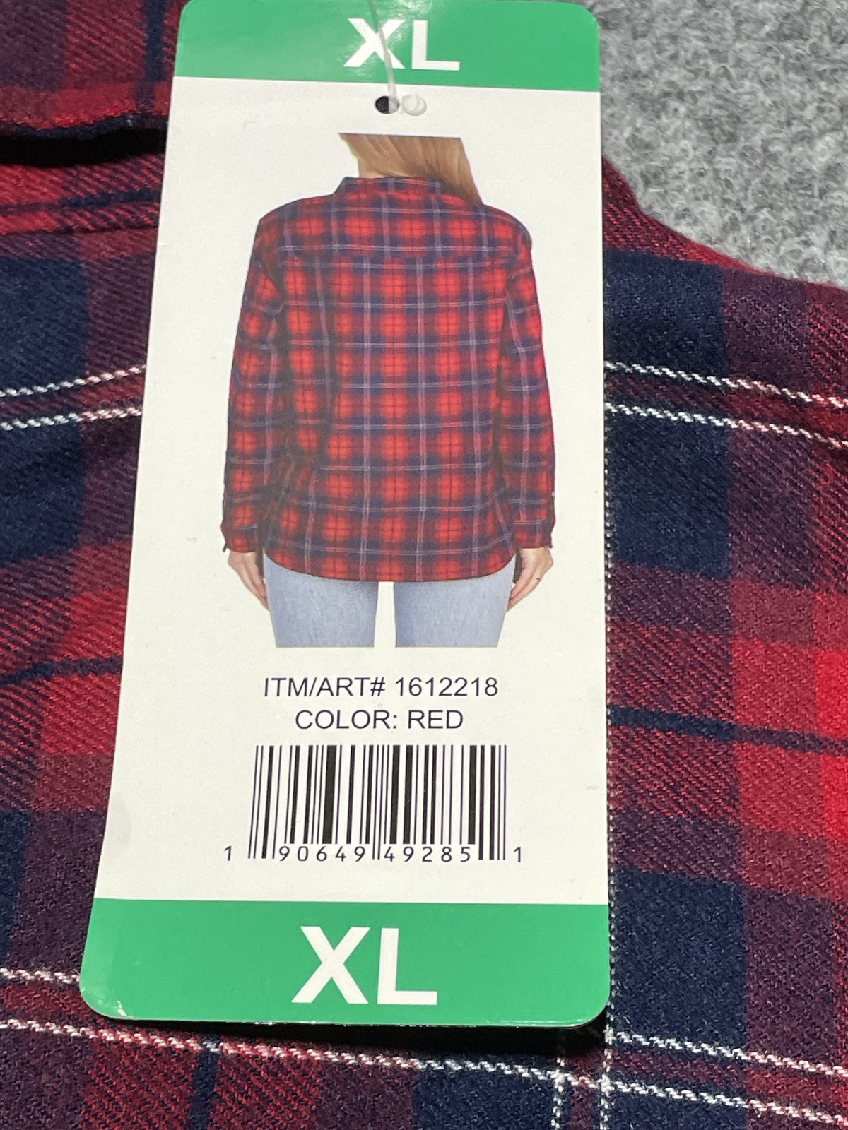 JACHS Girlfriend Women’s Red Navy Plaid Button Down Flannel Shirt Top XL New