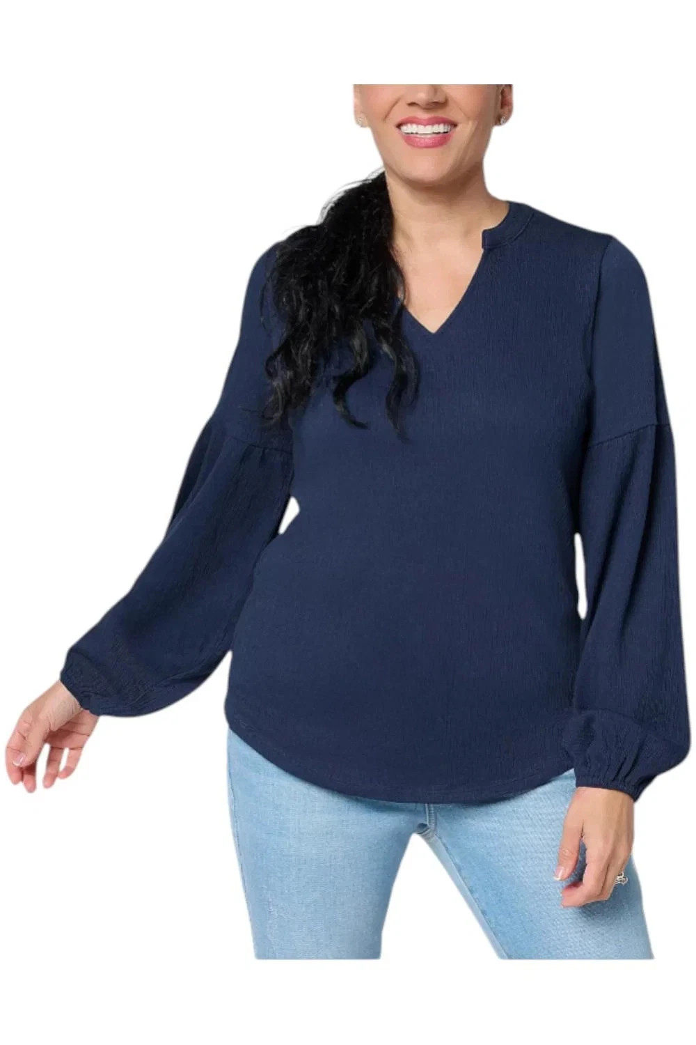 Belle by Kim Gravel Women’s Packabelle Getaway Split Neck Top Twilight, 1X #38E