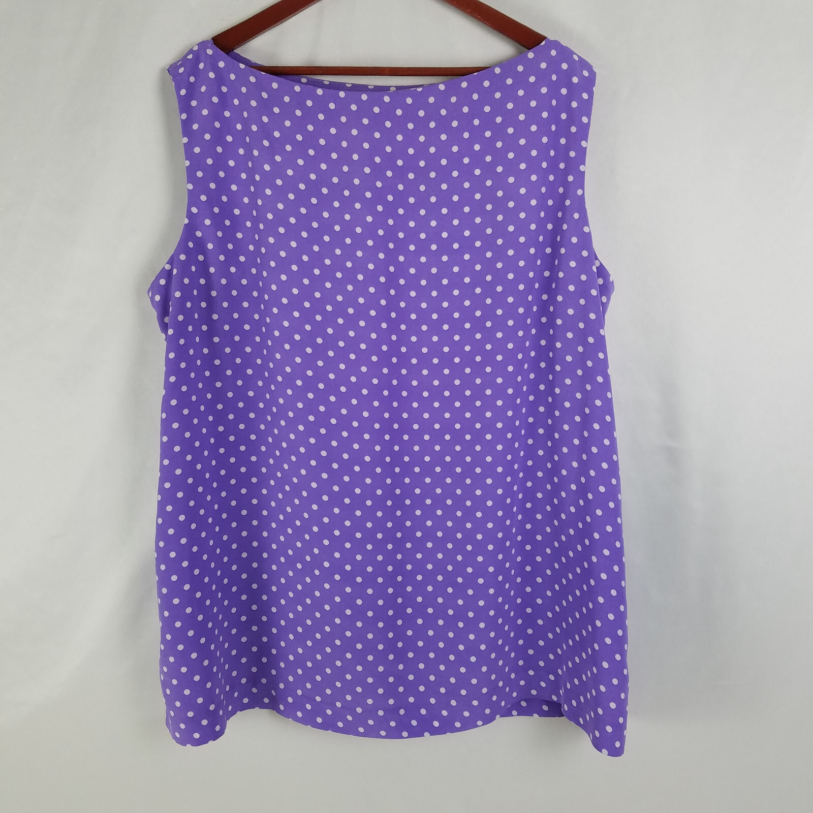 Womens Shirt 4XL READ Purple Top Polka Dot Sleeveless Boat Neck Blouse