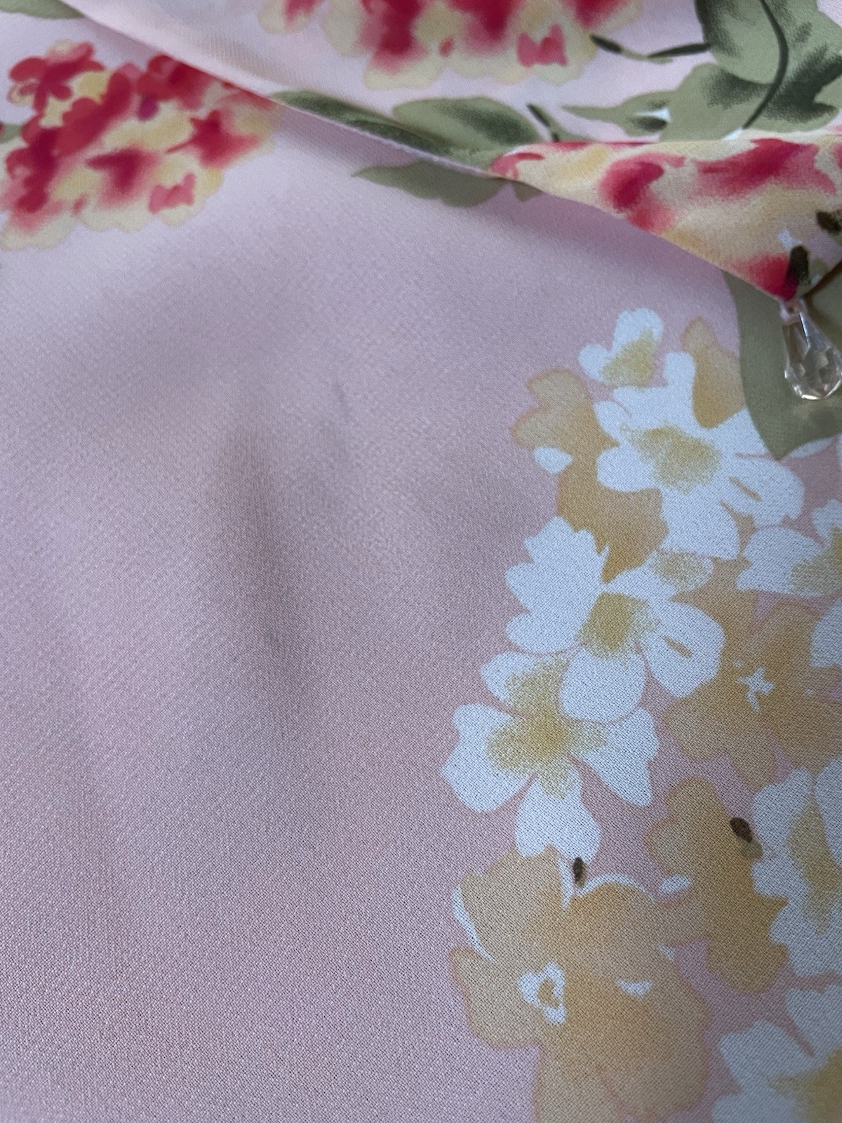 90s Studio I Floral Cowl Neck Blouse Sz 16P Peach Pullover Short Sleeve Career