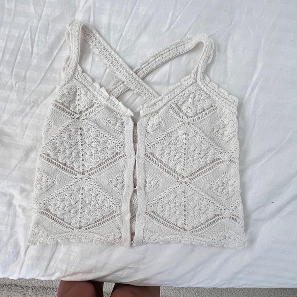 Y Studio Ivory Crochet Knit Hook Front Tank Top XS