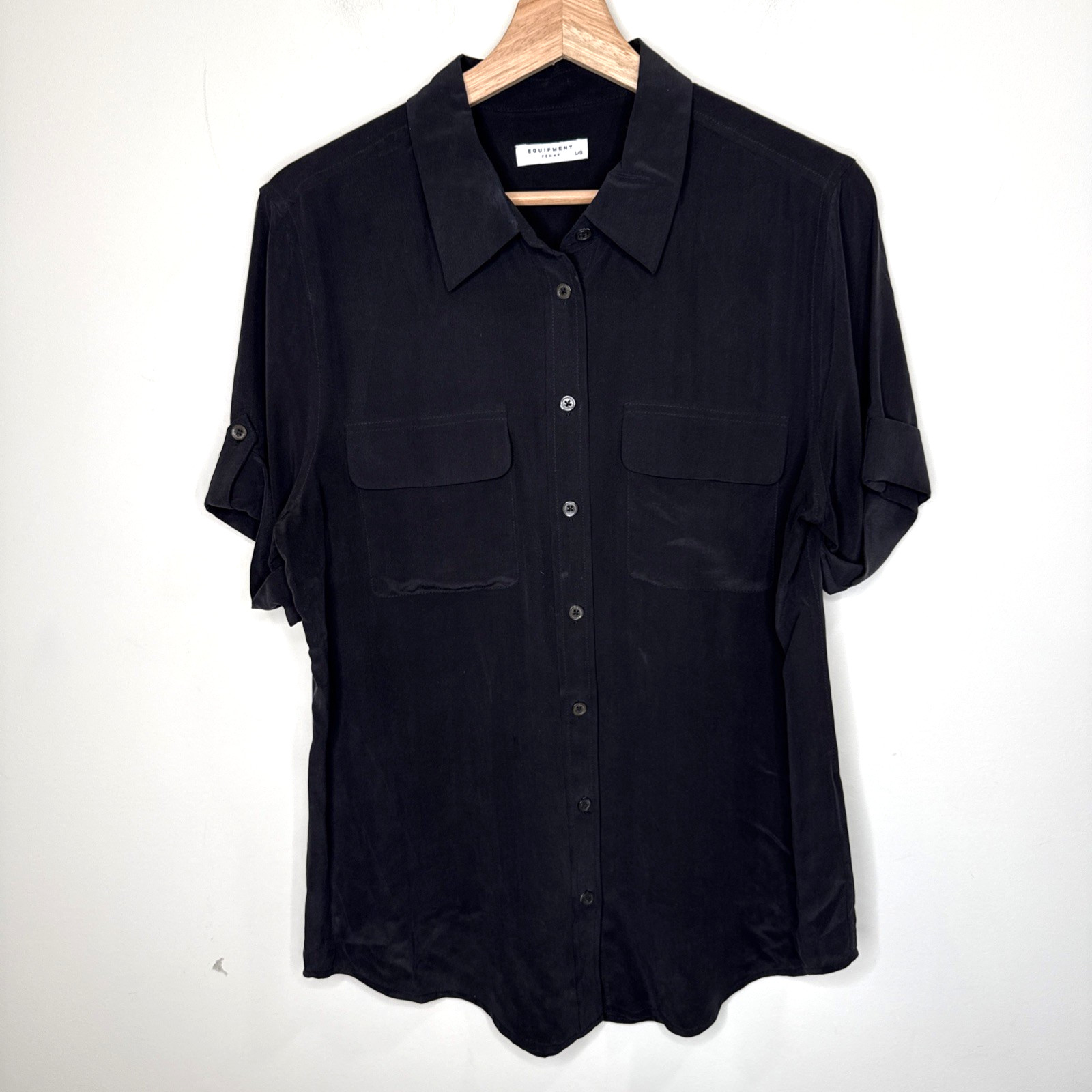 Equipment Femme 100% Silk Blouse Button Front Roll Tab Quiet Luxury Women’s L