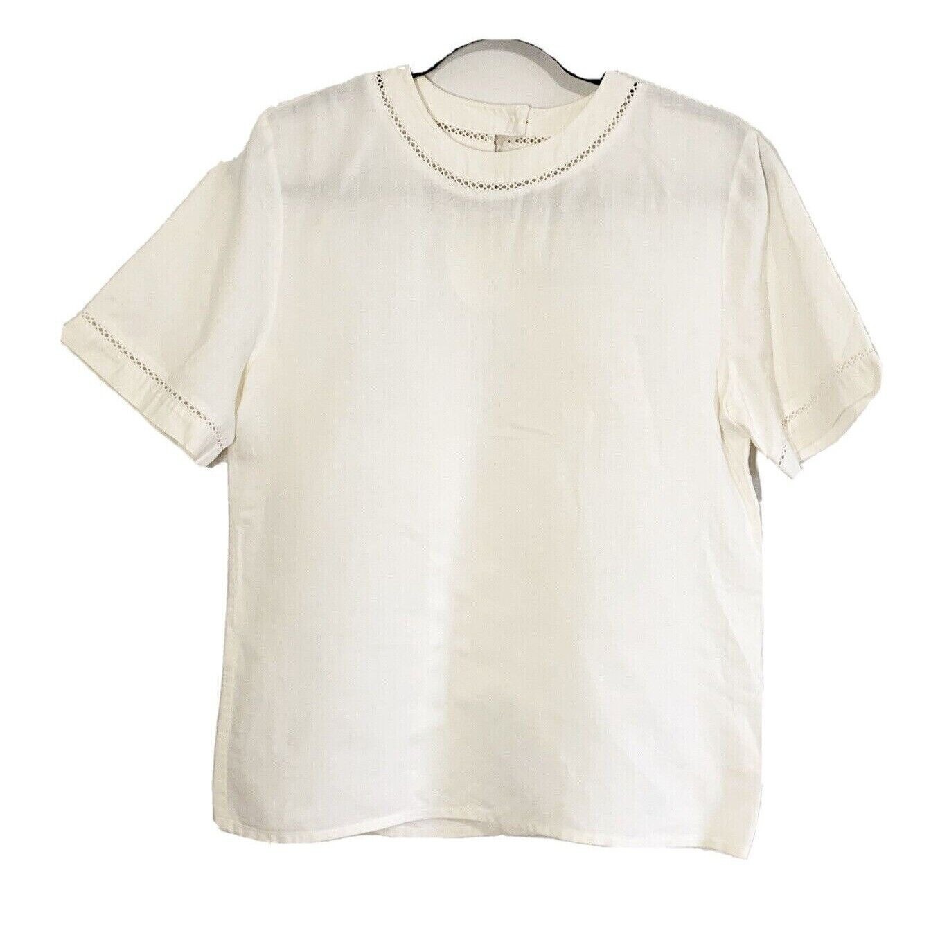 VTG Alexandria Cream Top Womens 8 Short Sleeves Minimalist Secretary Lightweight