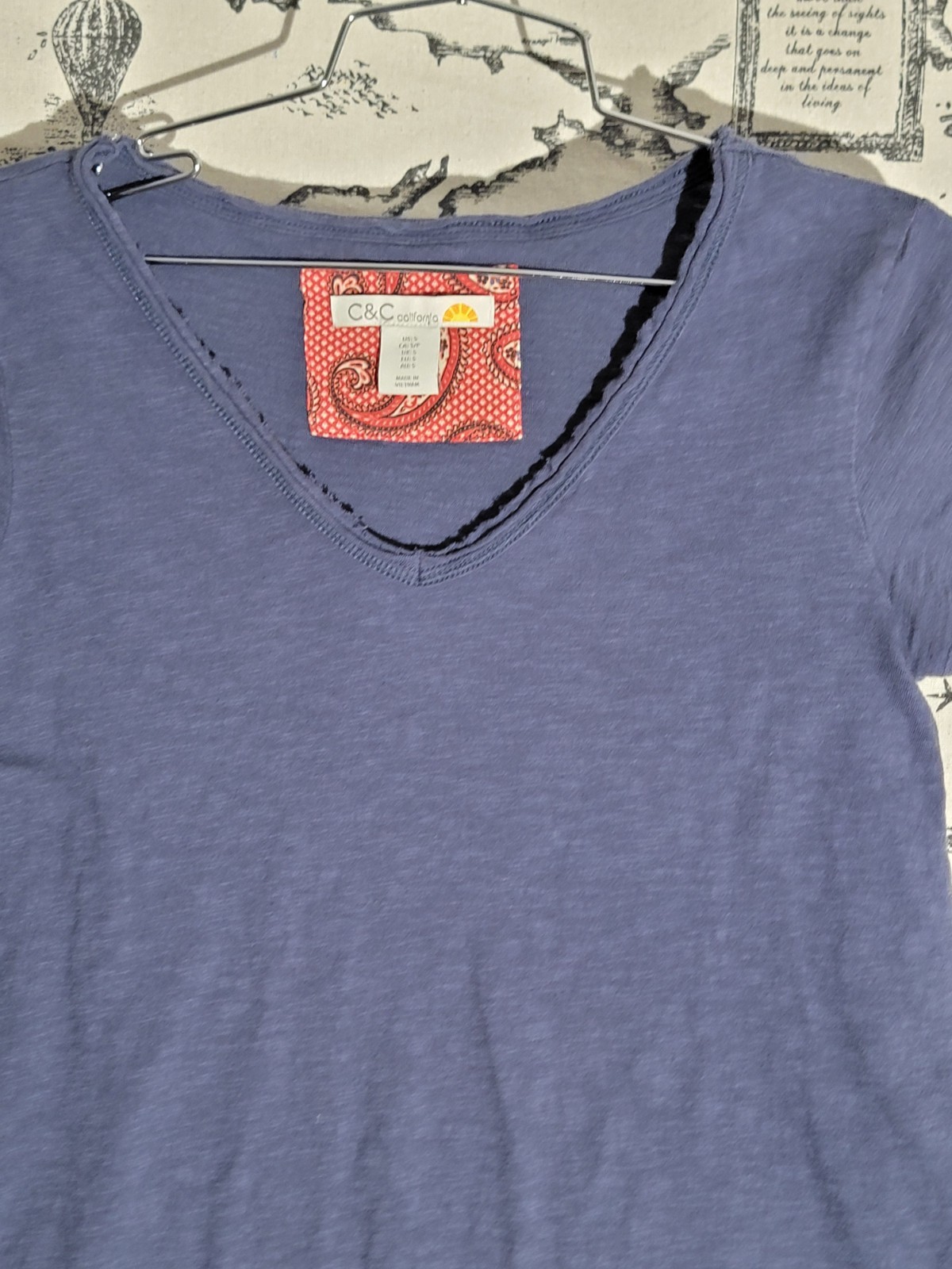 C&C California V Neck T Shirt dress Womens Small Blue Casual Soft Tee