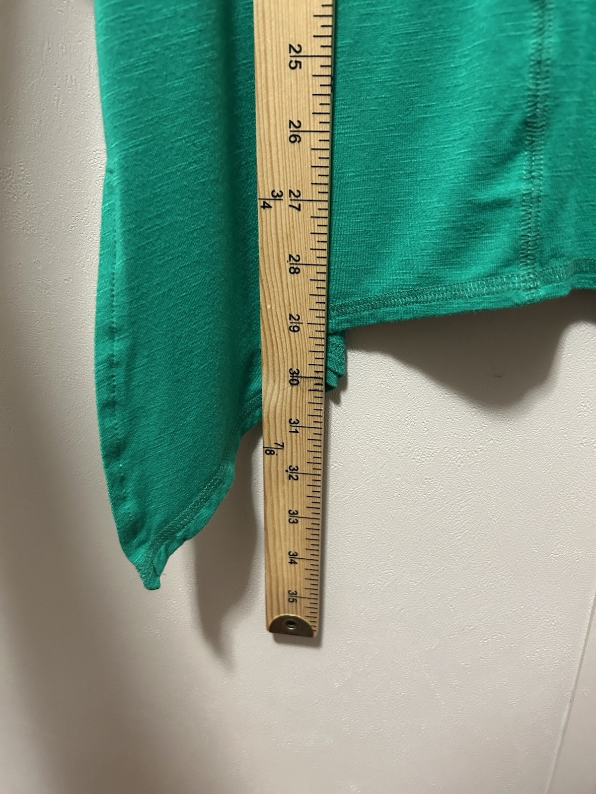 Chico’s Zenergy Tunic 2 Large Sea Green Shark Bite Hem 3/4 Button Tab Sleeves