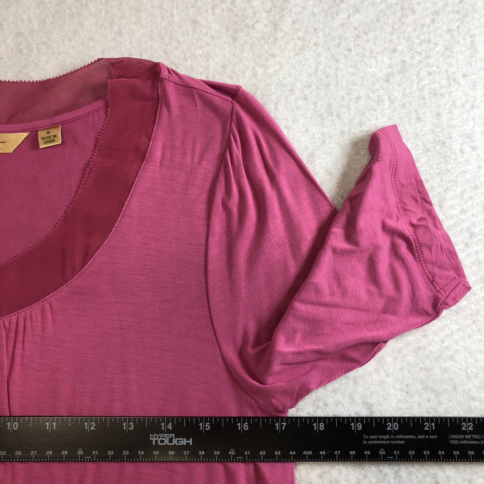 Motto Women Tunic Top Sz M Deep Dusty Rose Regular Fit Scoop Neck 3/4 Sleeve NWT