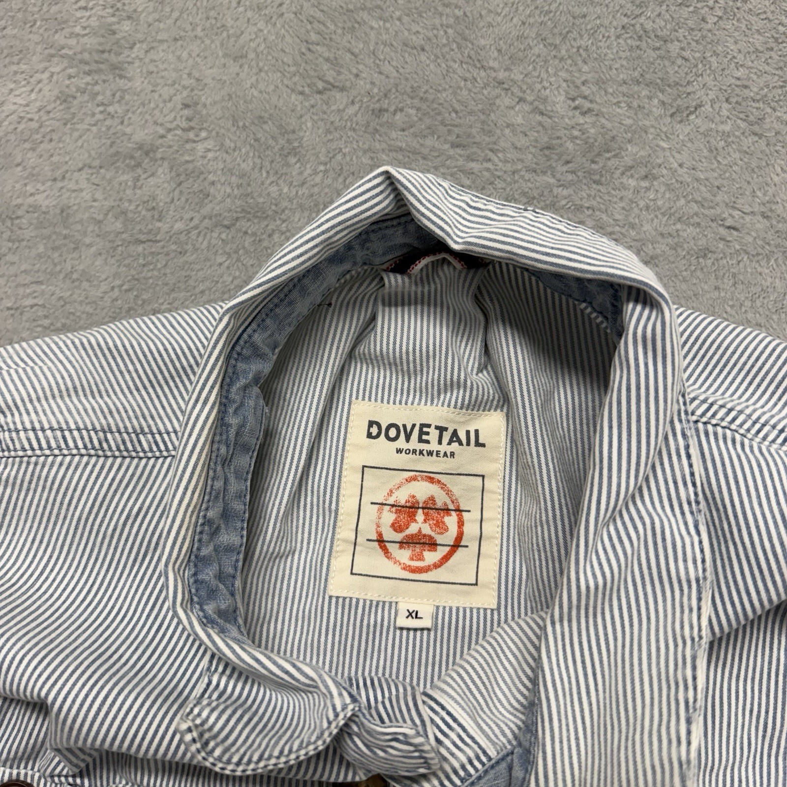 Dovetail Workwear Pin Striped Elbow Patch Button Up Shirt Shacket Womens XL