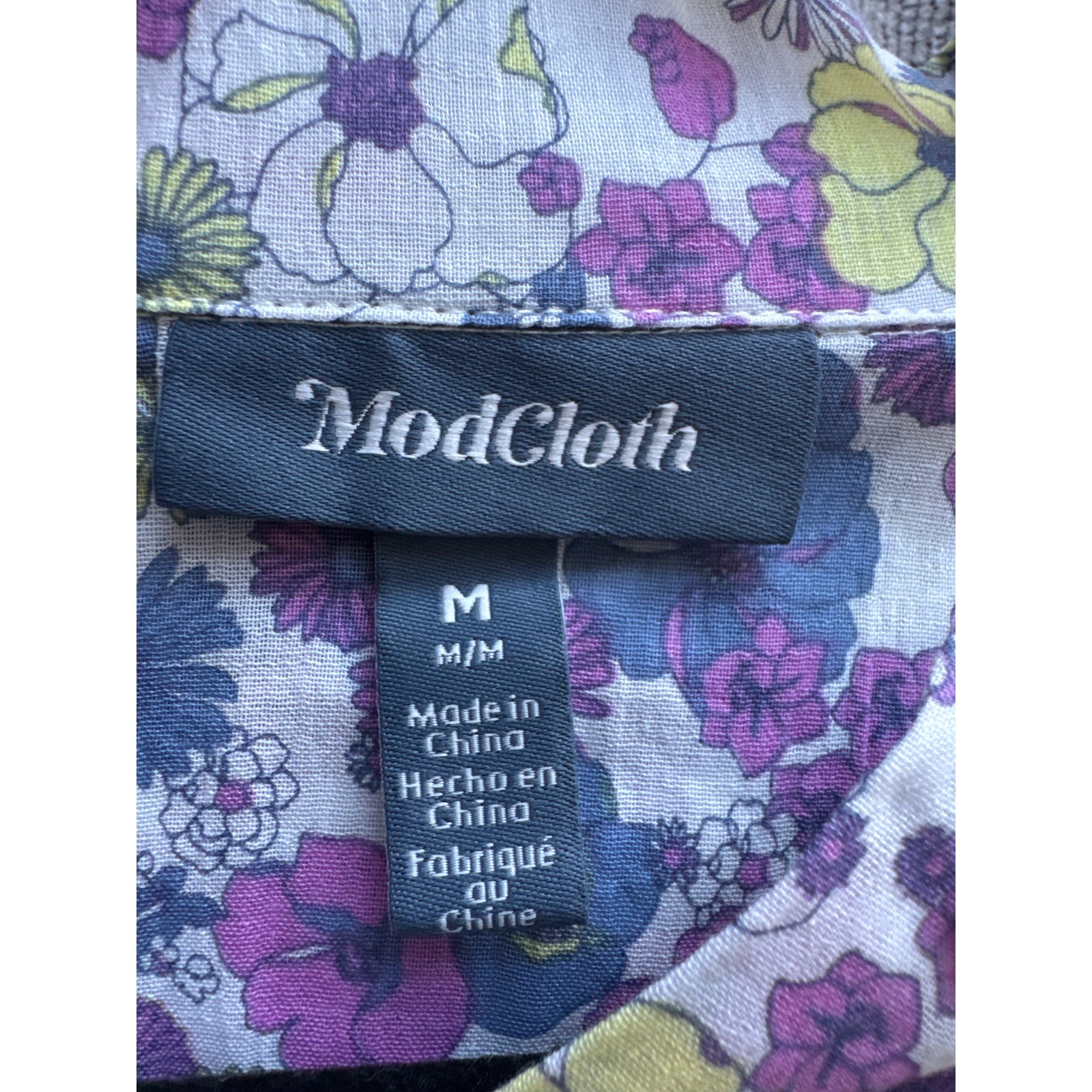 Modcloth Flower Patch Pleasantries Button-Up Shirt Purple/White Women’s M NWT