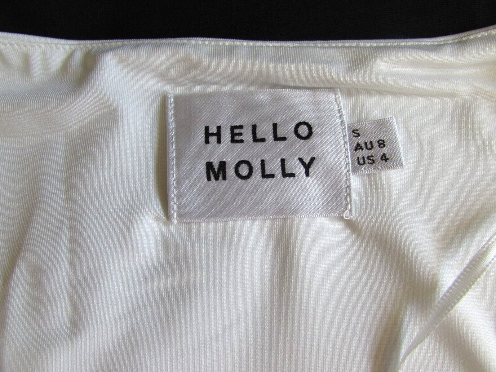 Hello Molly Women Top White Long Sleeve Halter Cropped Stretch Taking Time Sz S