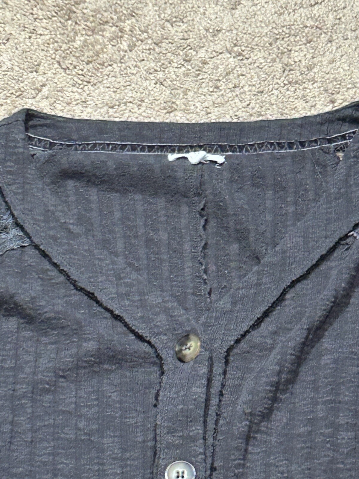 Maurices Shirt Size Small Grey Ribbed Lace Button Down Classic Casual Comfort