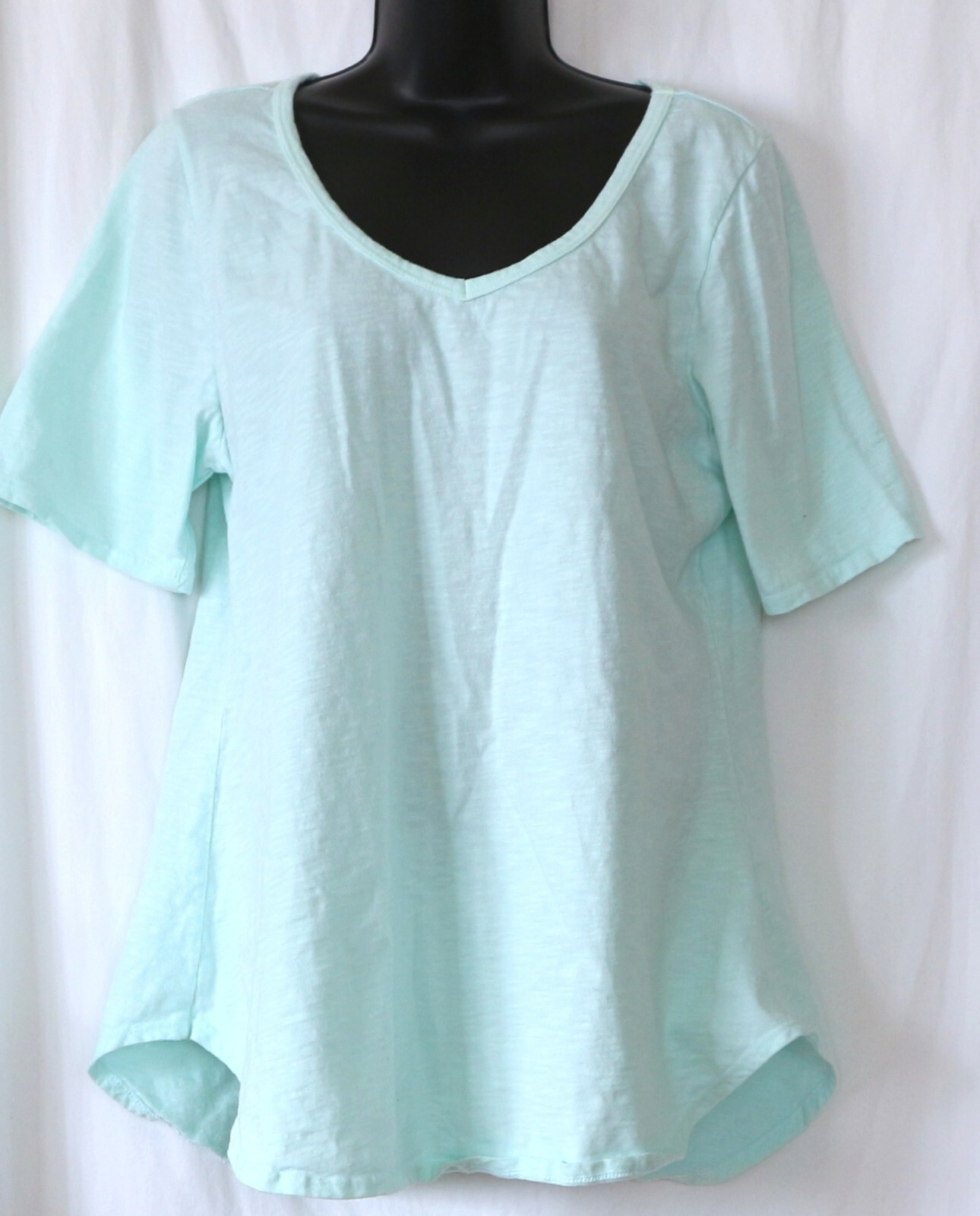 FRESH PRODUCE Mint V-Neck Ctn Knt Top 40 In Chst 29 In Lng Sz XL EXC