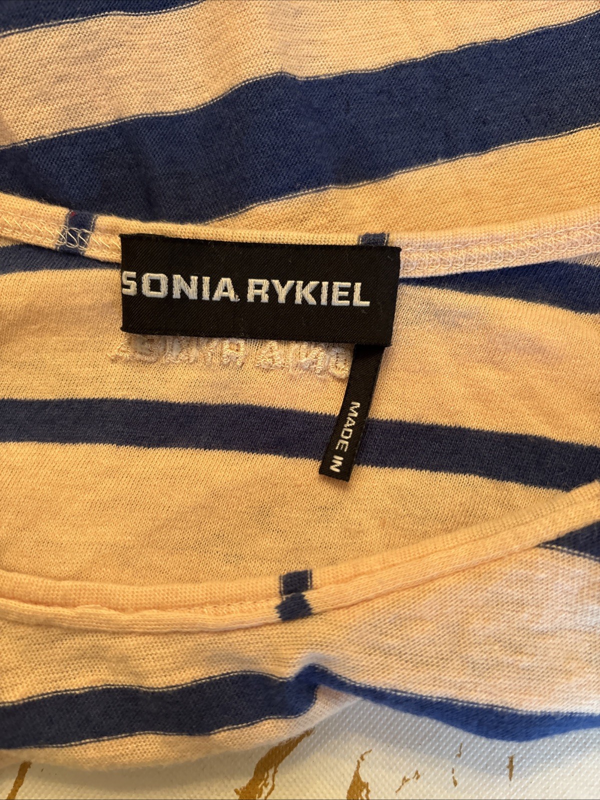 Sonia Rykiel Made In Romania Women Stripped T-Shirt Small Cotton & Linen Blend