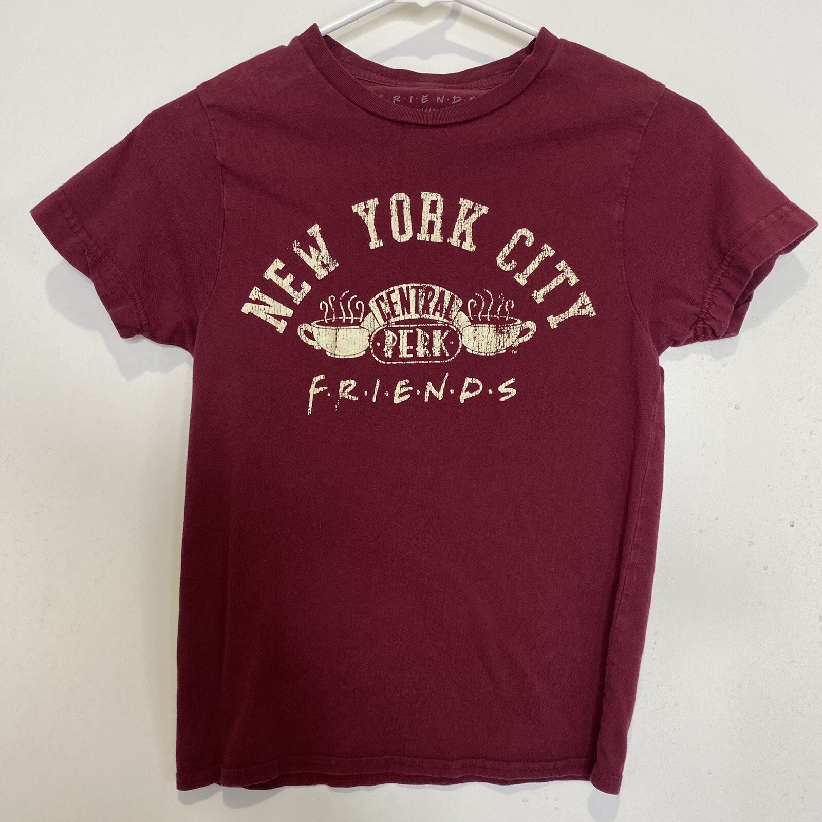 FRIENDS Womens T Shirt XS Red New York City Central Perk Short Slv Graphic